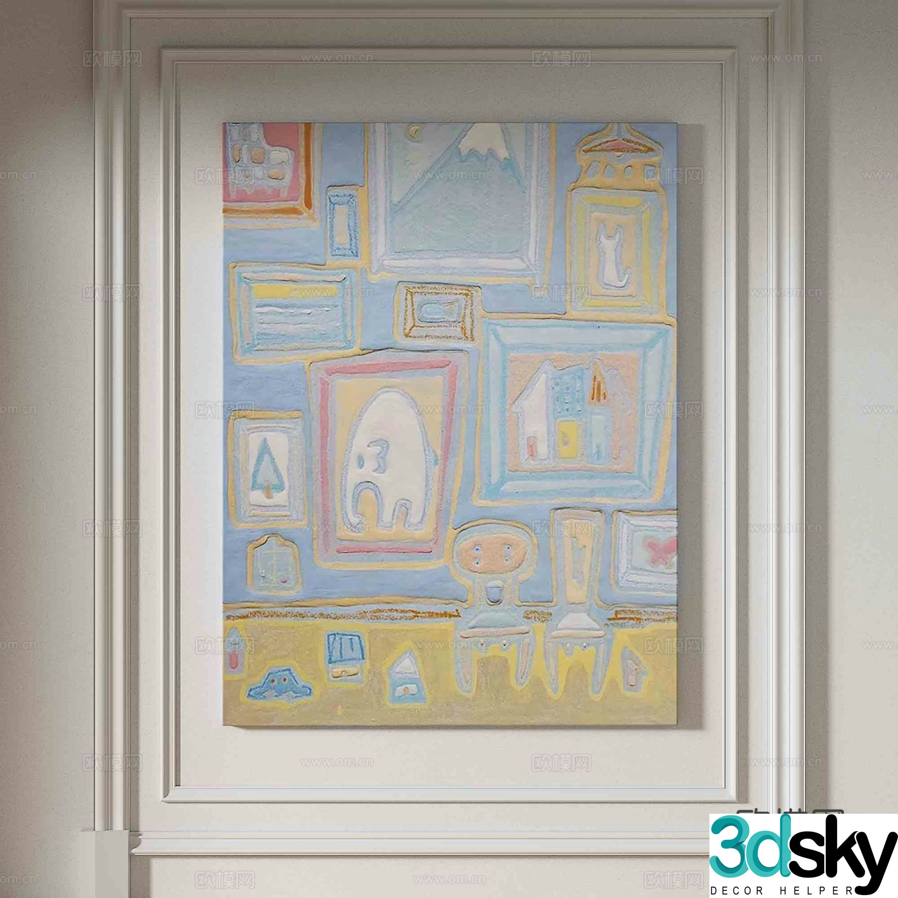 Simple European texture painting decorative painting 3d model