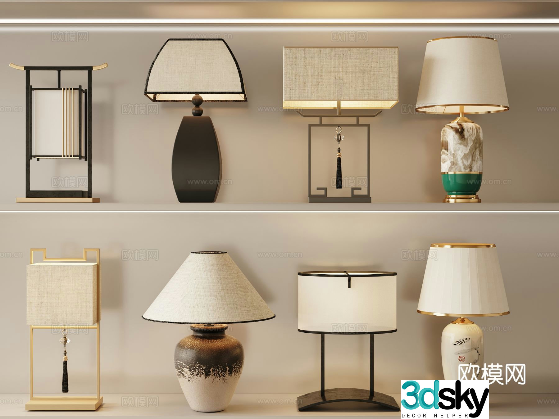 New Chinese style table lamp bedroom table lamp 3d model