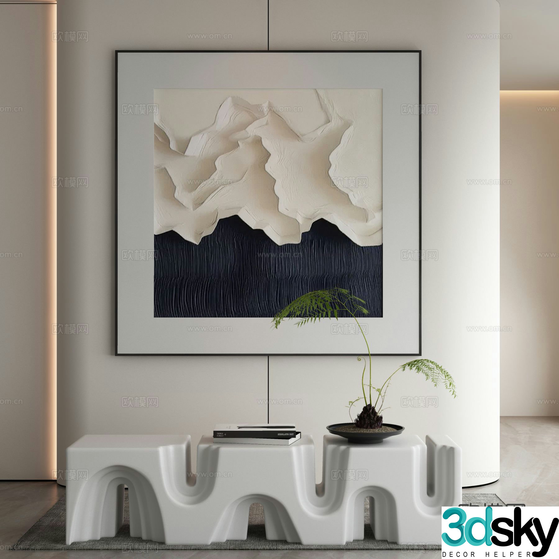 Modern texture painting decorative painting 3d model