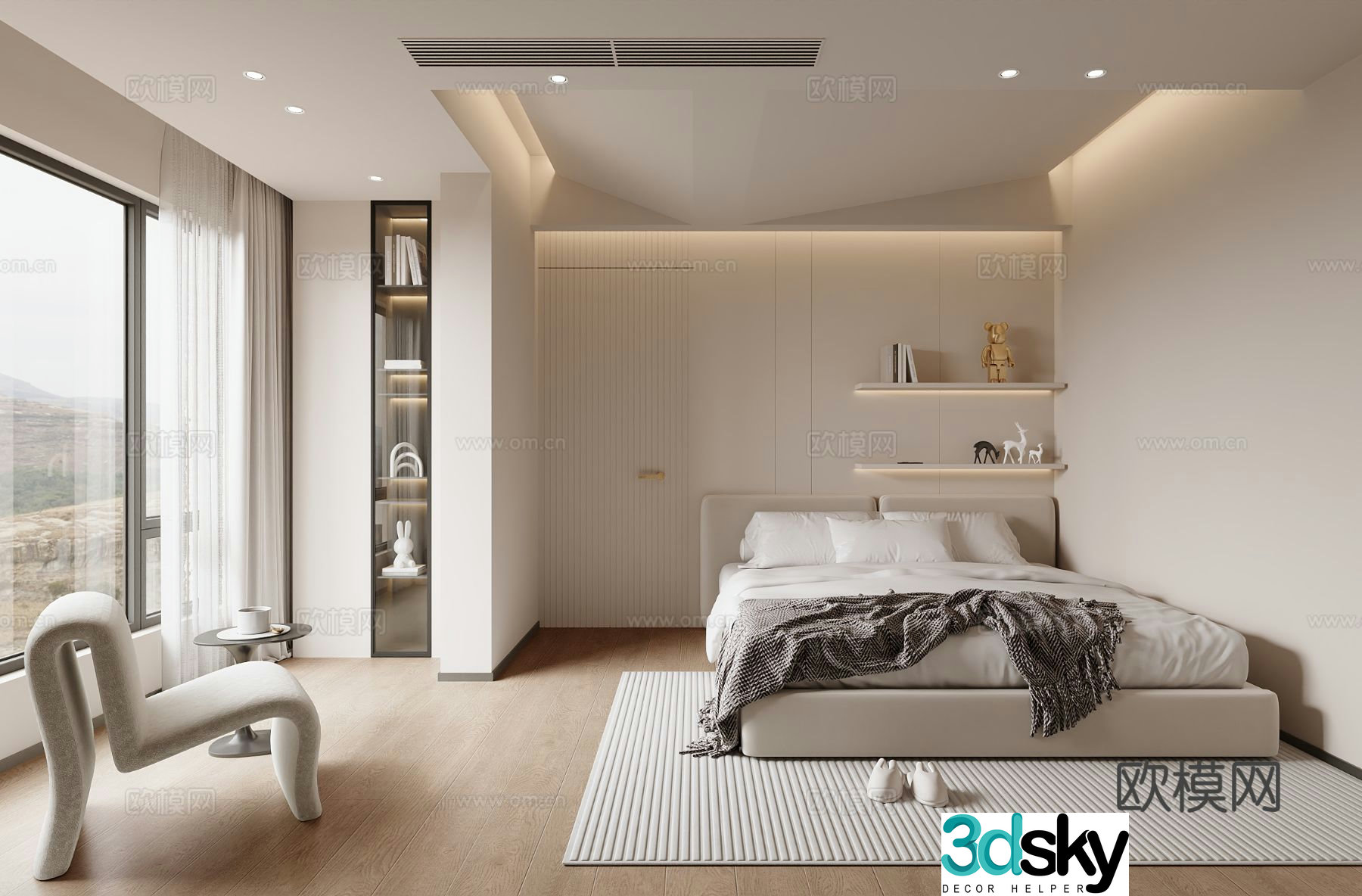 Cream style bedroom second bedroom 3D model