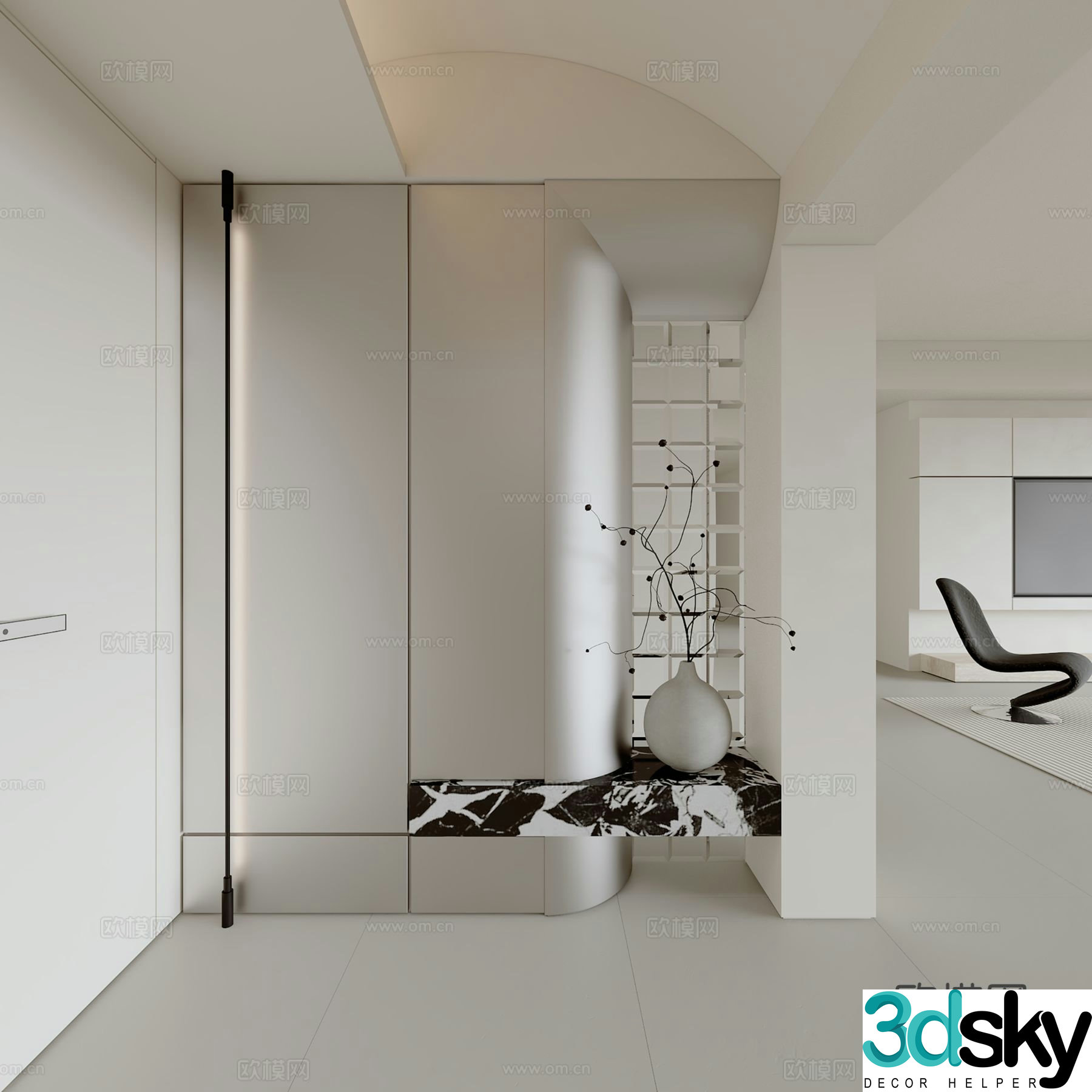 Modern entry hall aisle 3D model