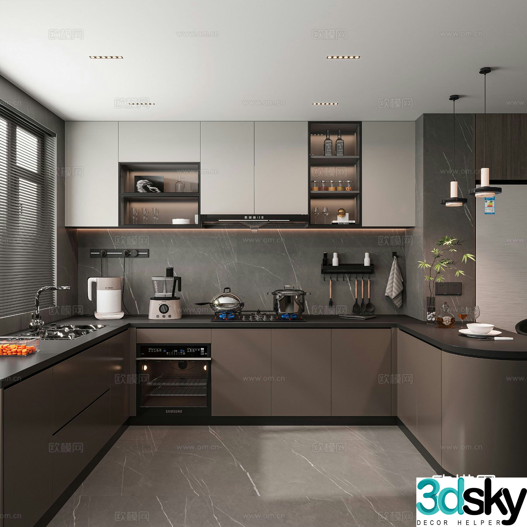 Italian kitchen cabinet 3d model