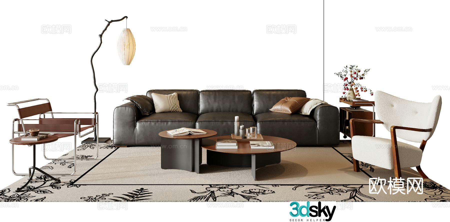 Medieval style sofa coffee table modular sofa 3d model