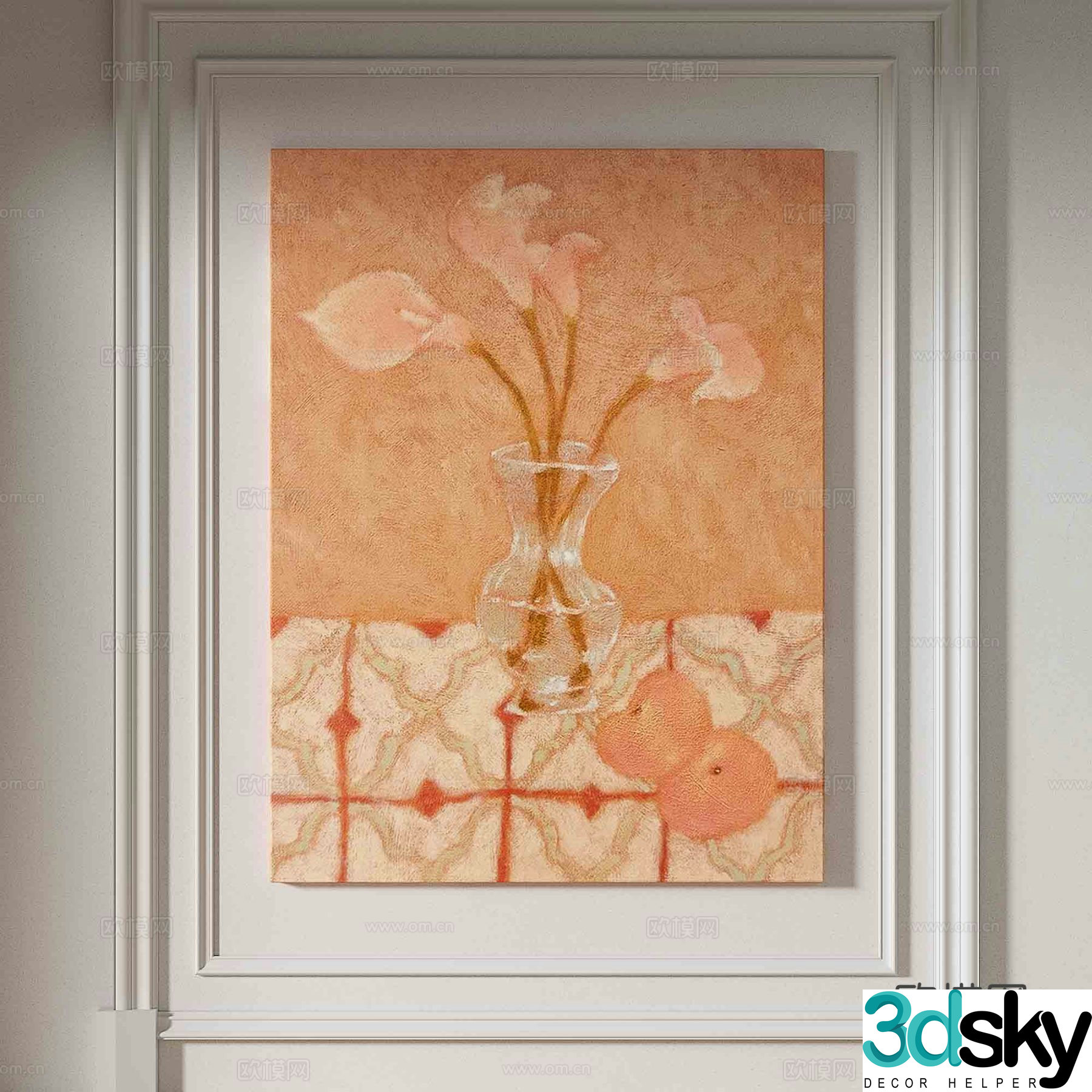 Simple European texture painting decorative painting 3d model
