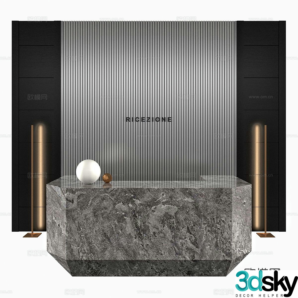 Front desk service desk 3d model