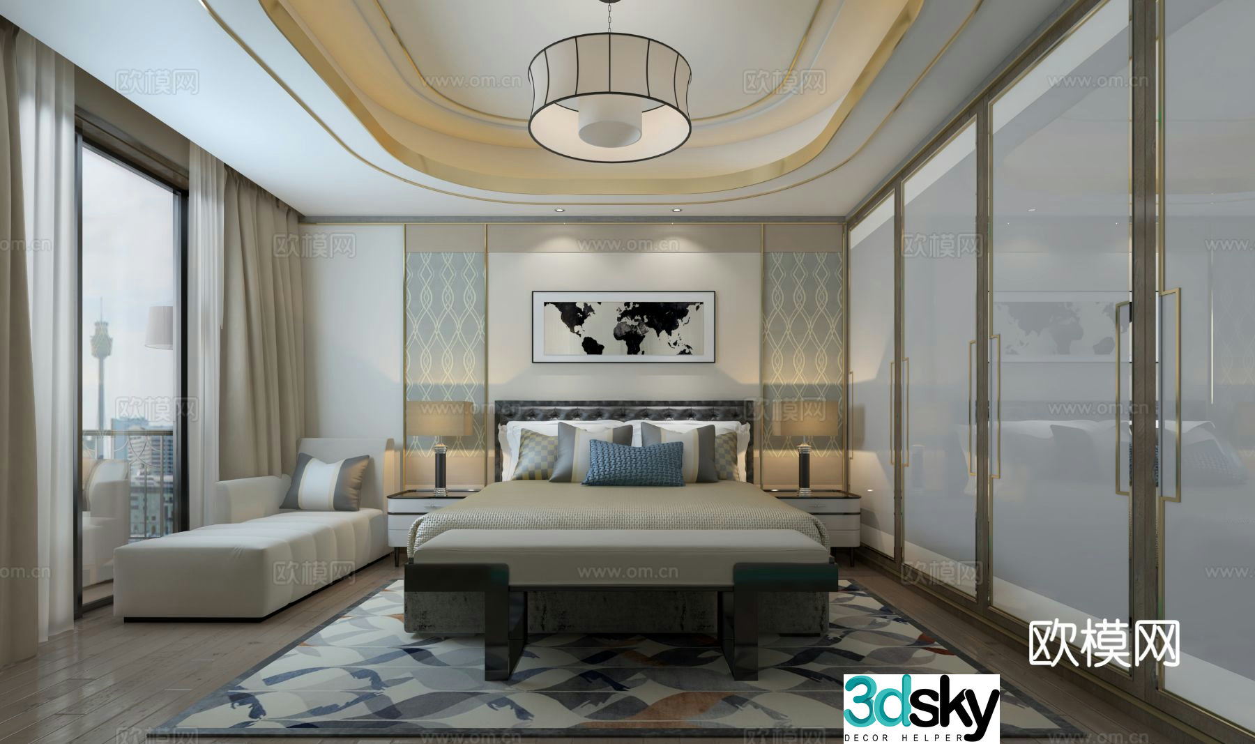 Modern bedroom master bedroom 3d model
