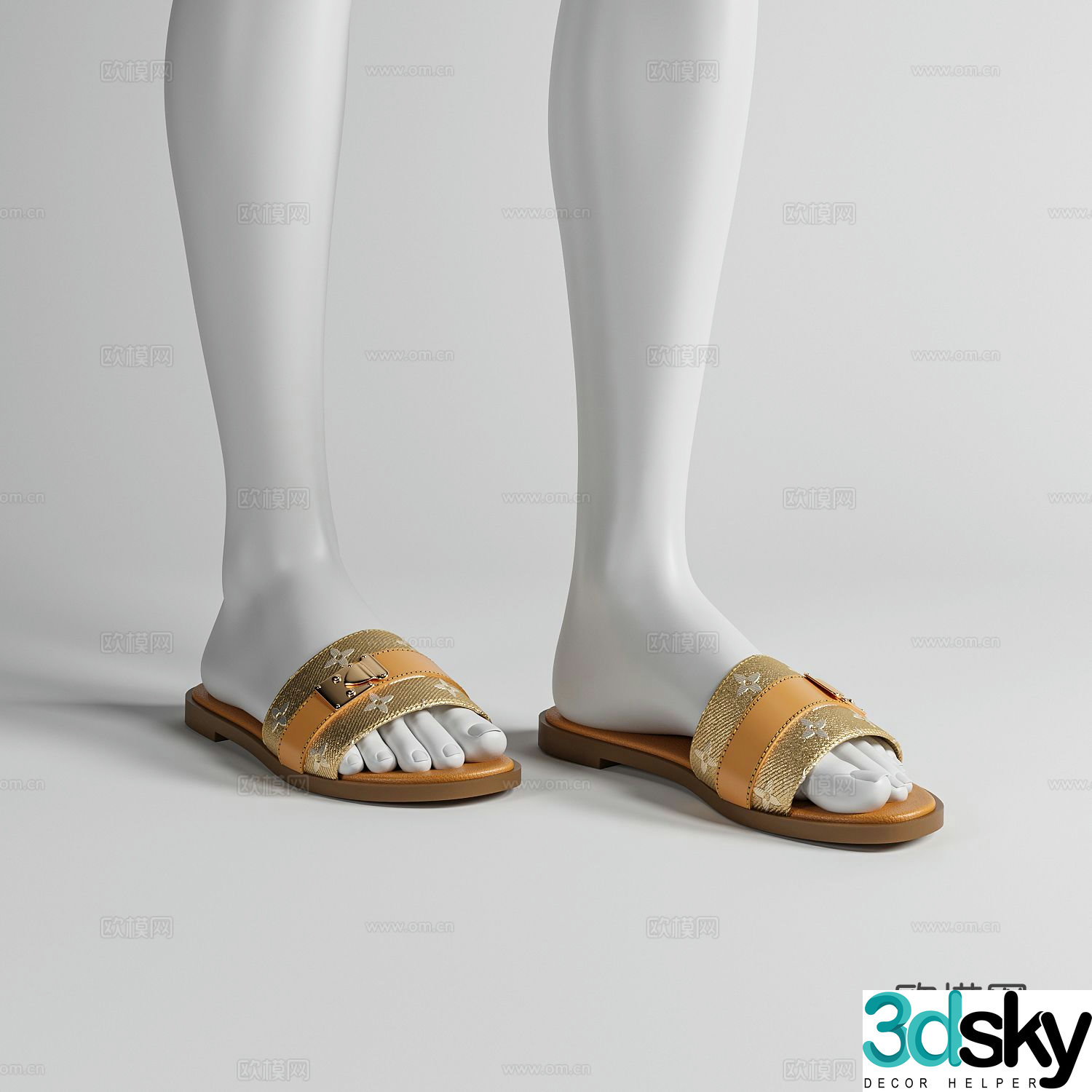 LV Louis Vuitton luxury slippers 3D model