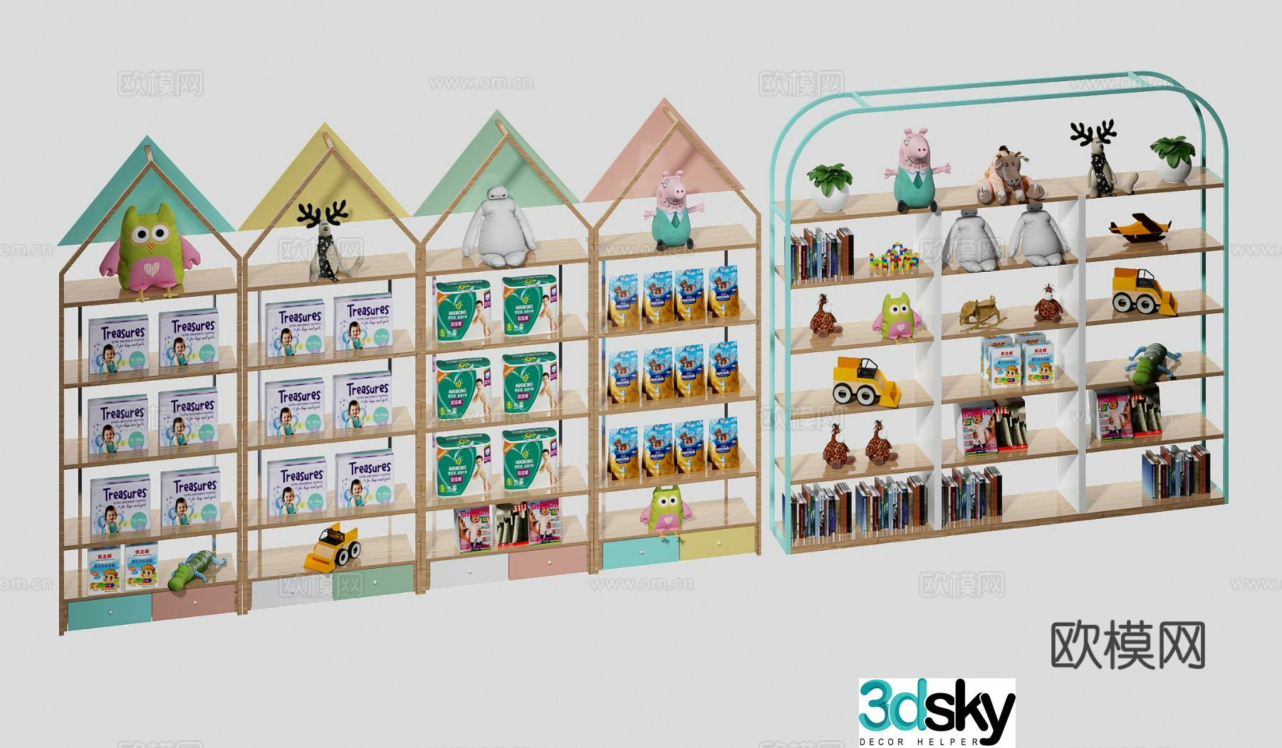 Modern maternal and infant product shelves maternal and infant products display shelves 3D model