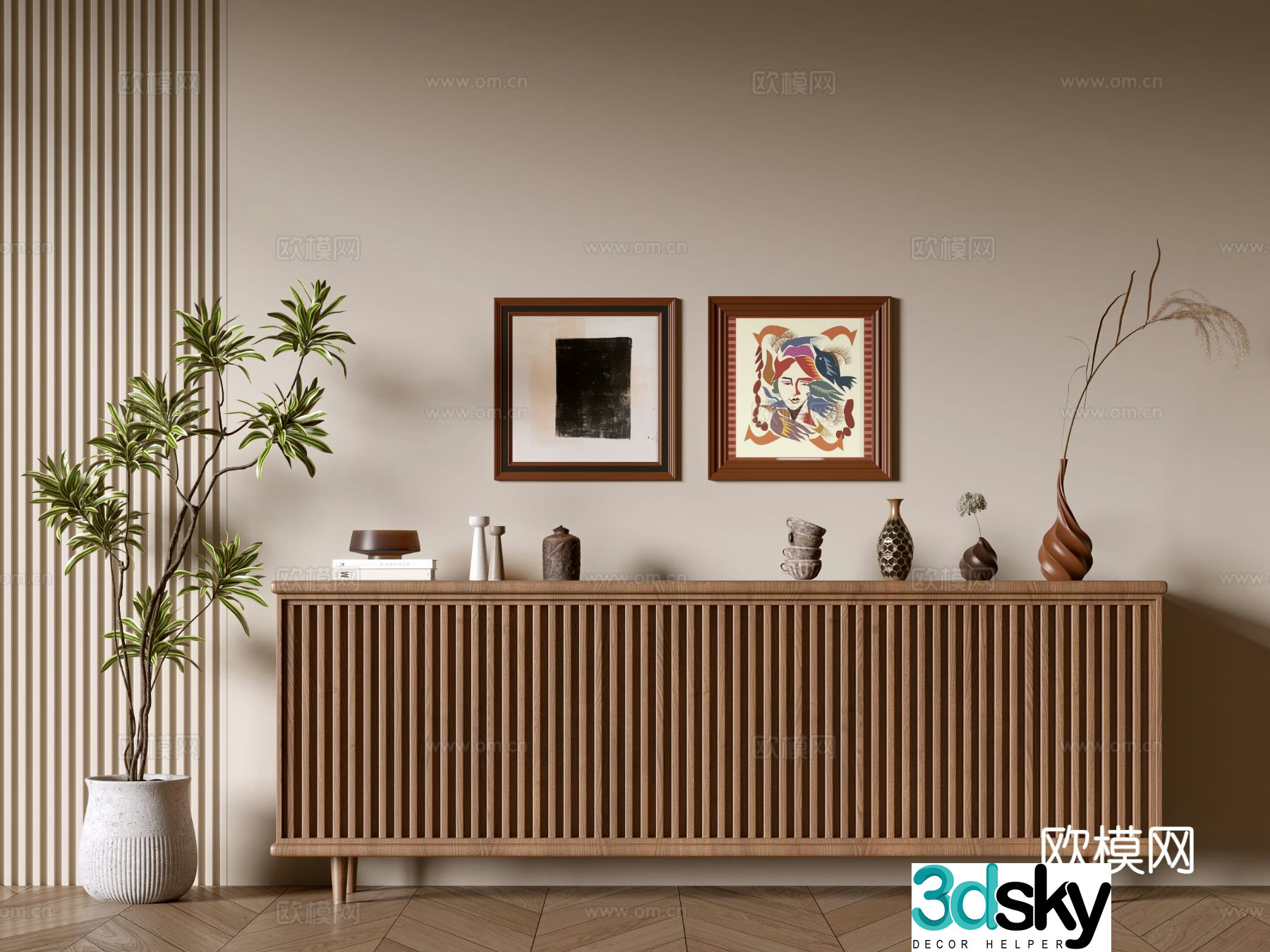 Wabi-sabi entrance cabinet 3d model