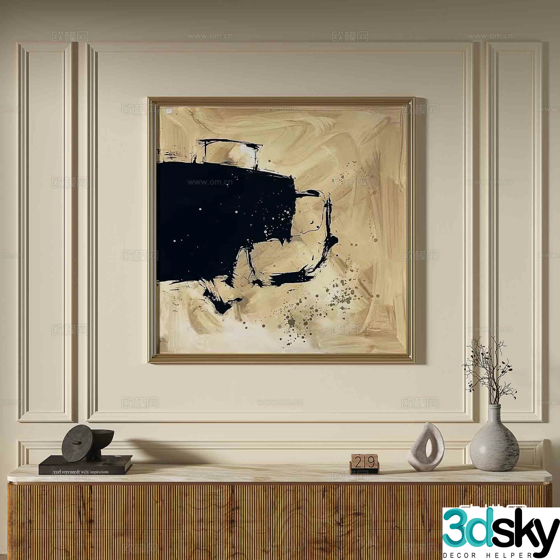 French abstract painting decorative painting 3d model