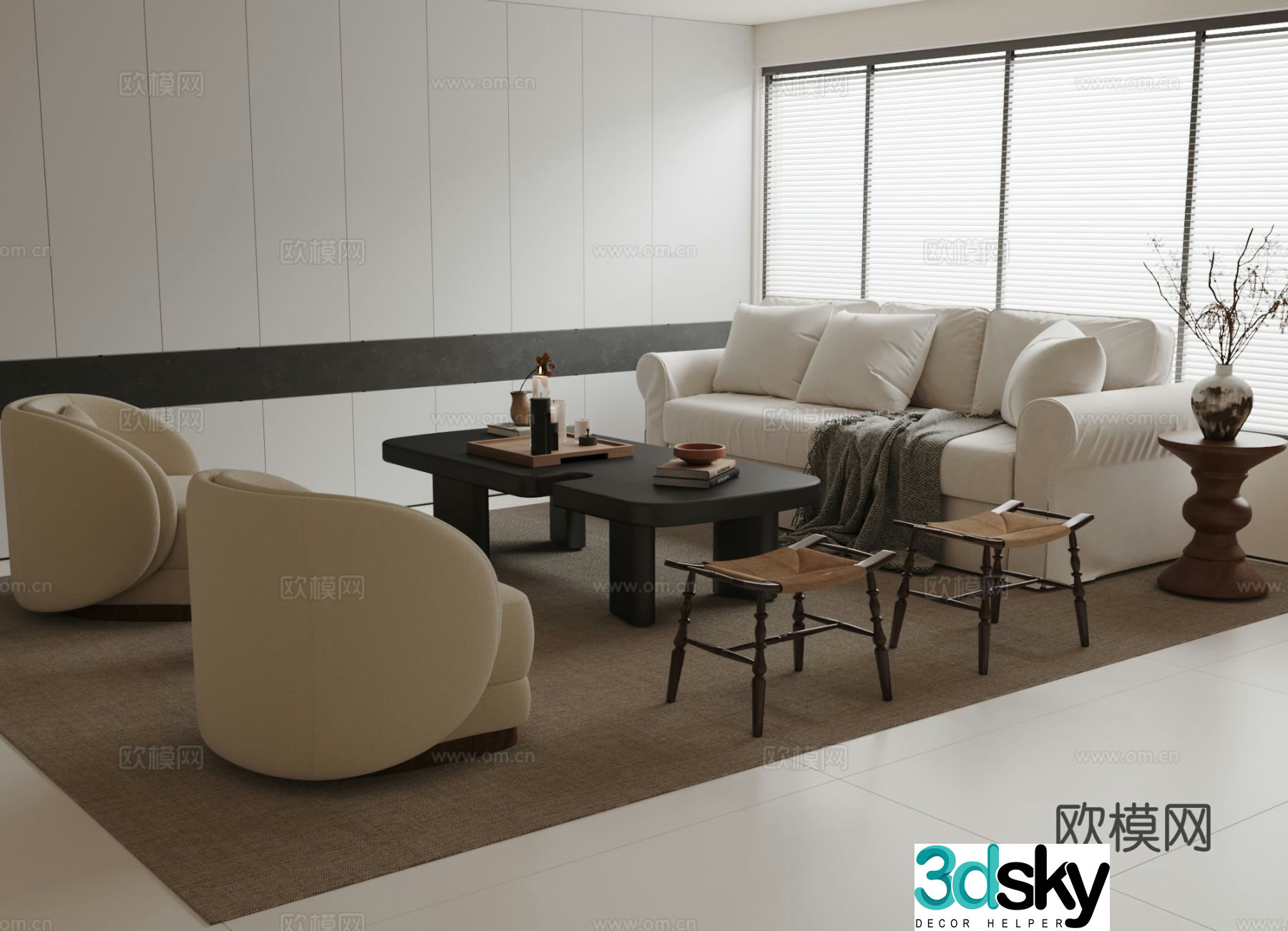 Modern upholstered sofa modular sofa 3d model