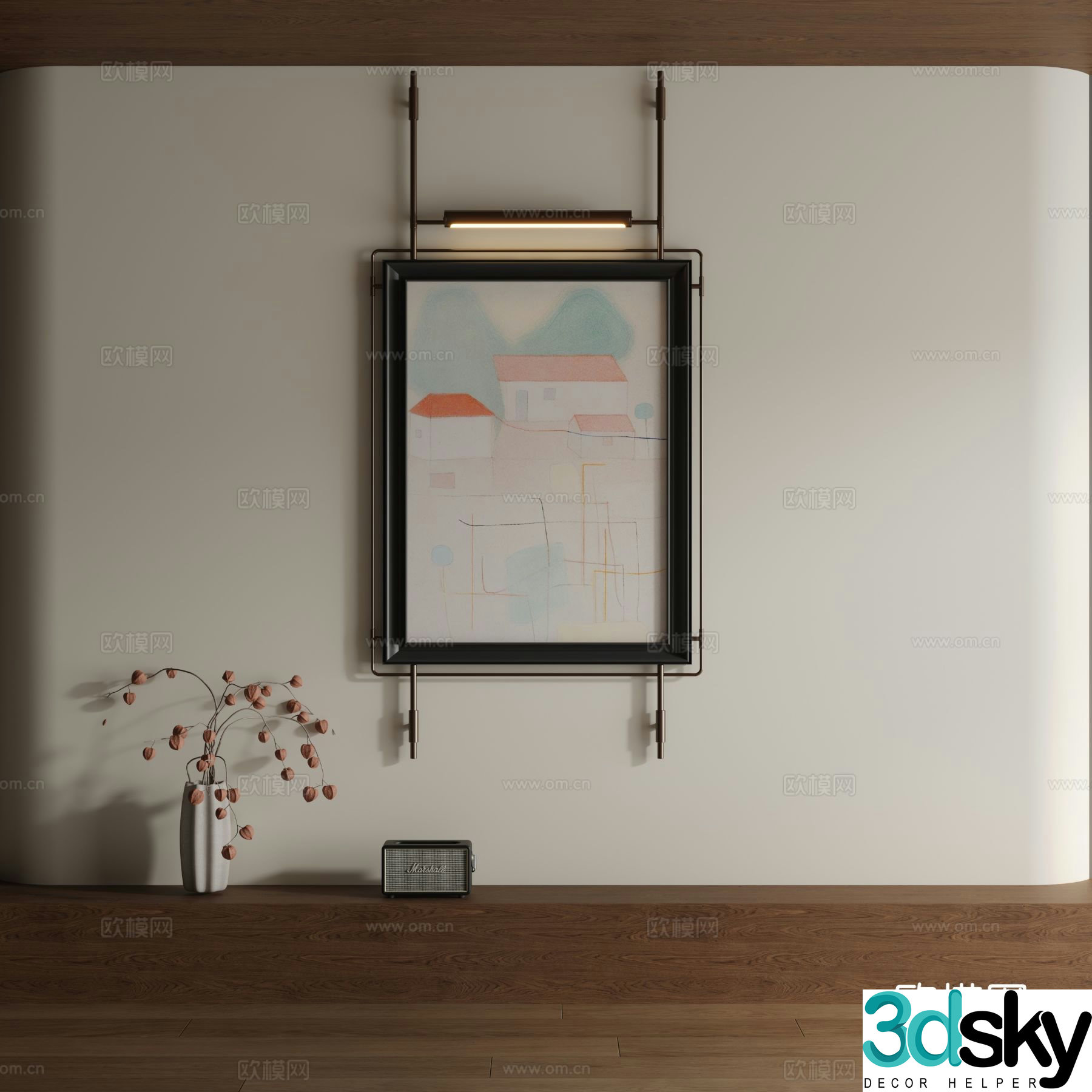 Modern watercolor decorative painting 3d model