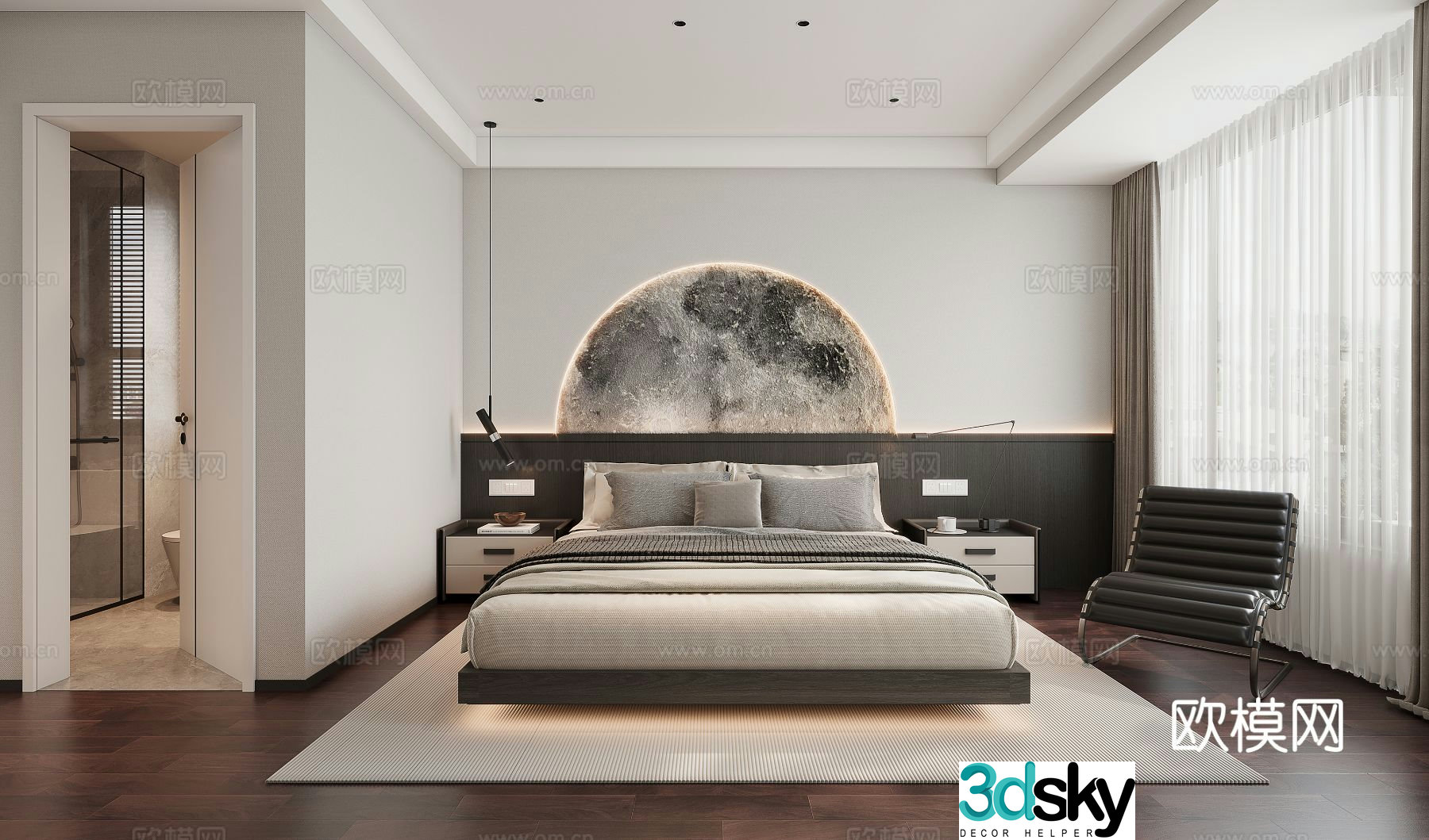 Modern bedroom master bedroom 3d model
