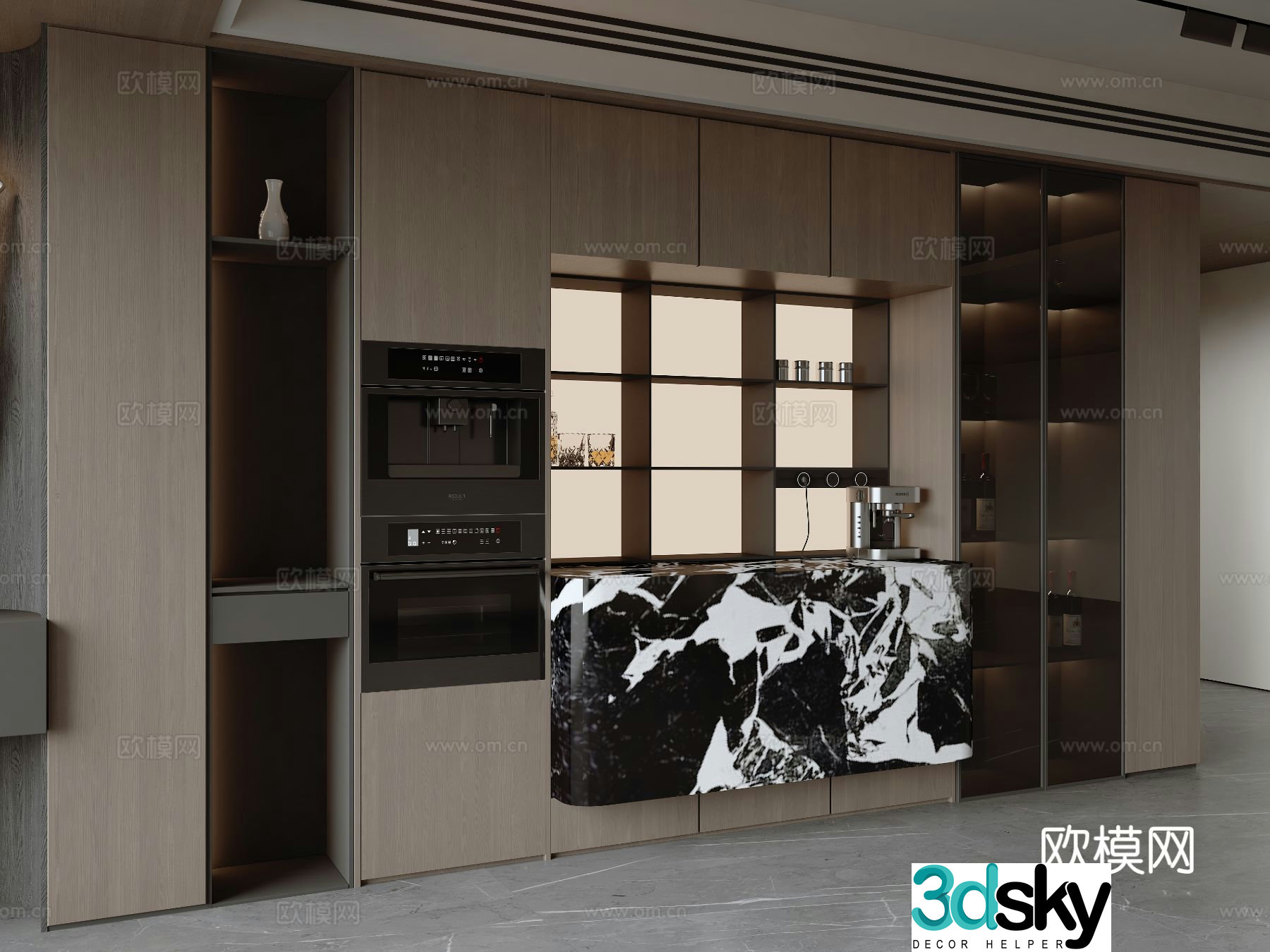 Italian wine cabinet sideboard 3d model