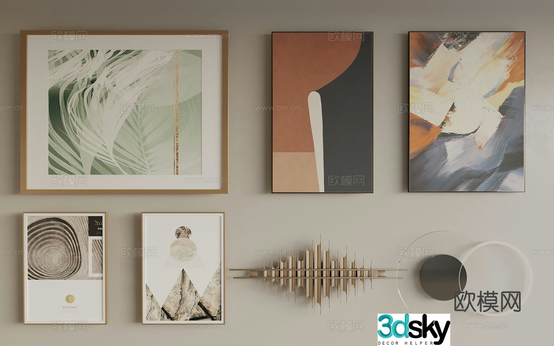 French decorative painting art hanging painting landscape painting creative hanging painting 3D model
