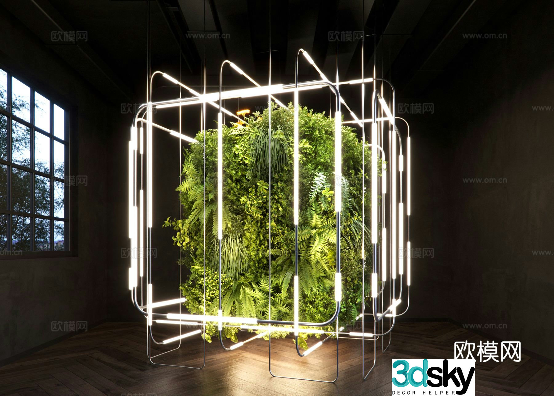 Modern interior installation plant landscaping 3d model