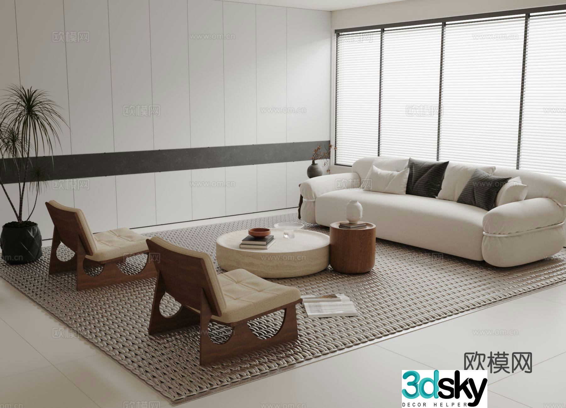 Cream style modular sofa 3d model