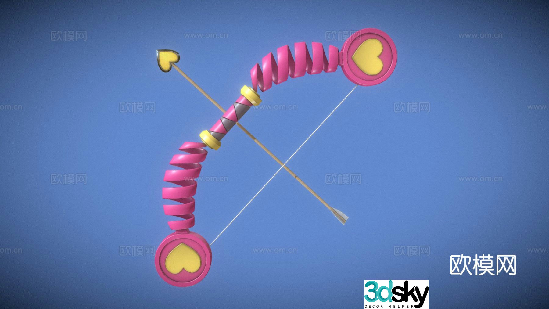 Disney cartoon bow and arrow 3d model