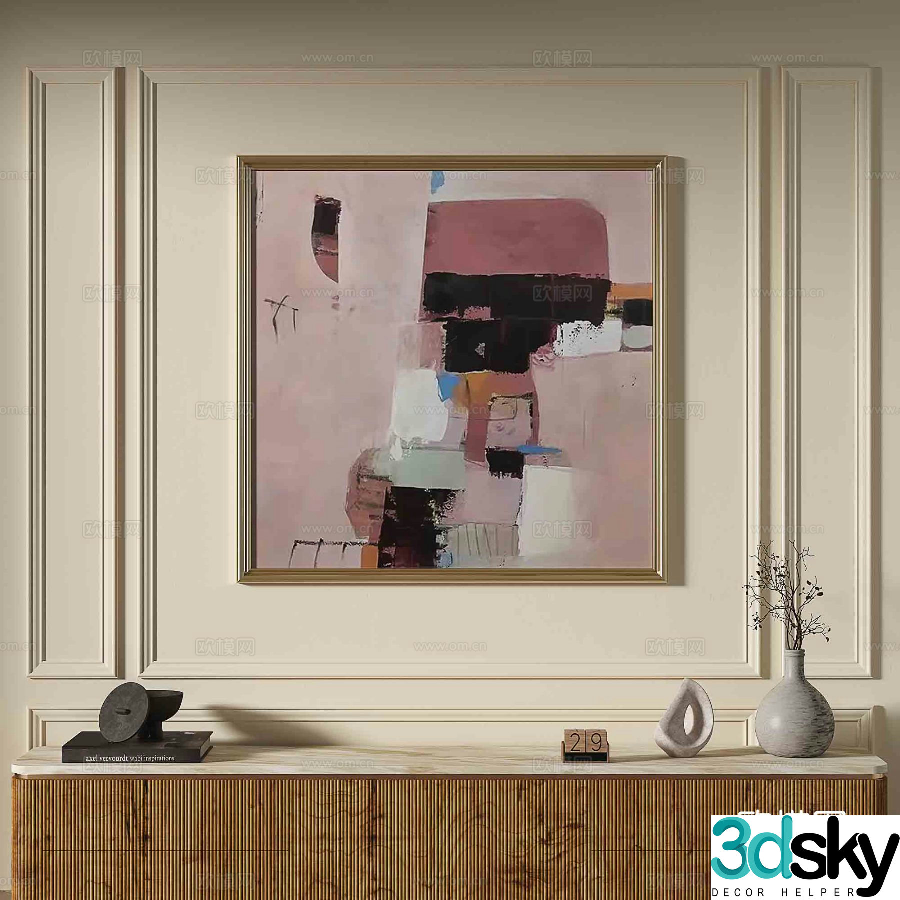 French abstract painting decorative painting 3d model