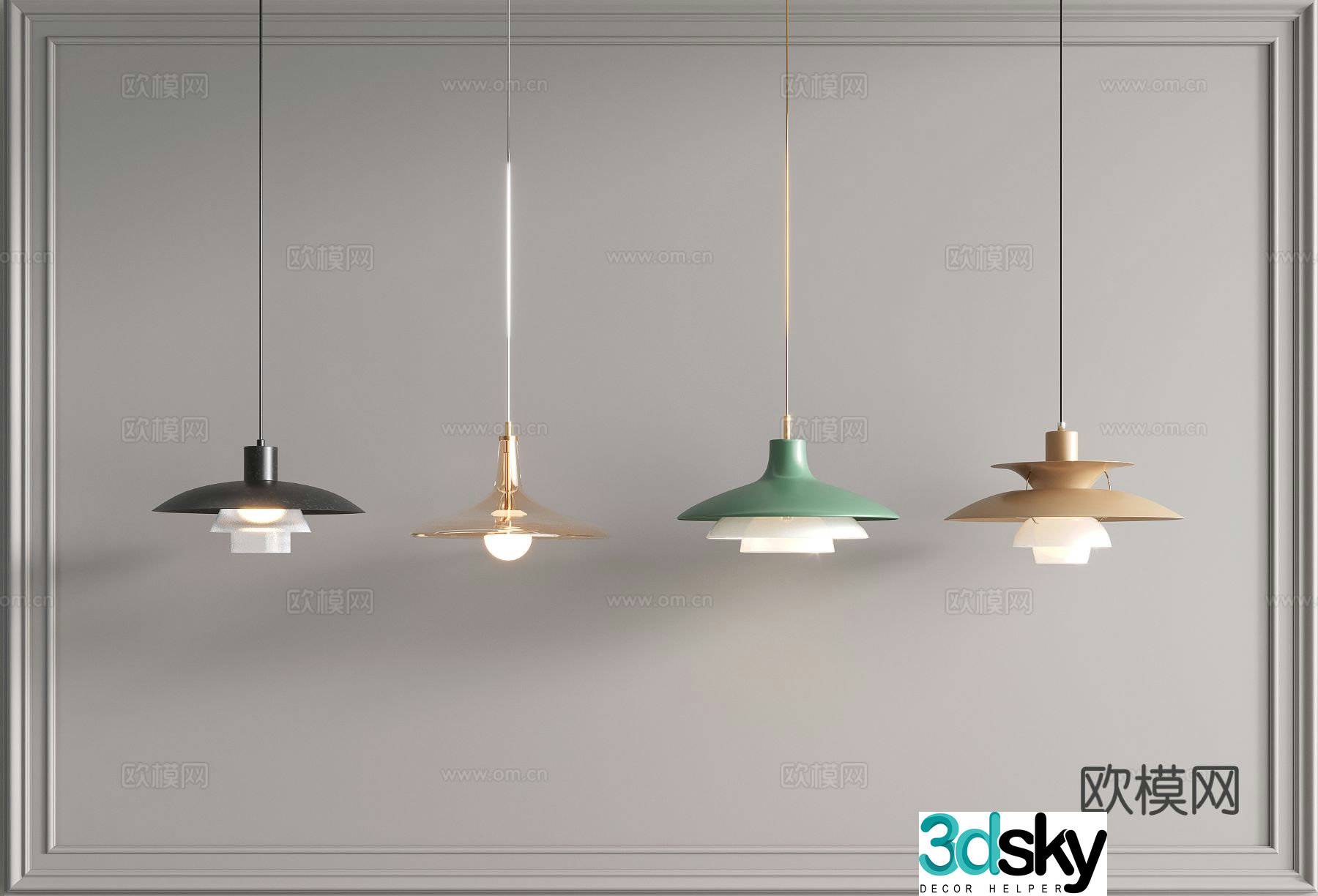 Modern dining room chandelier 3d model