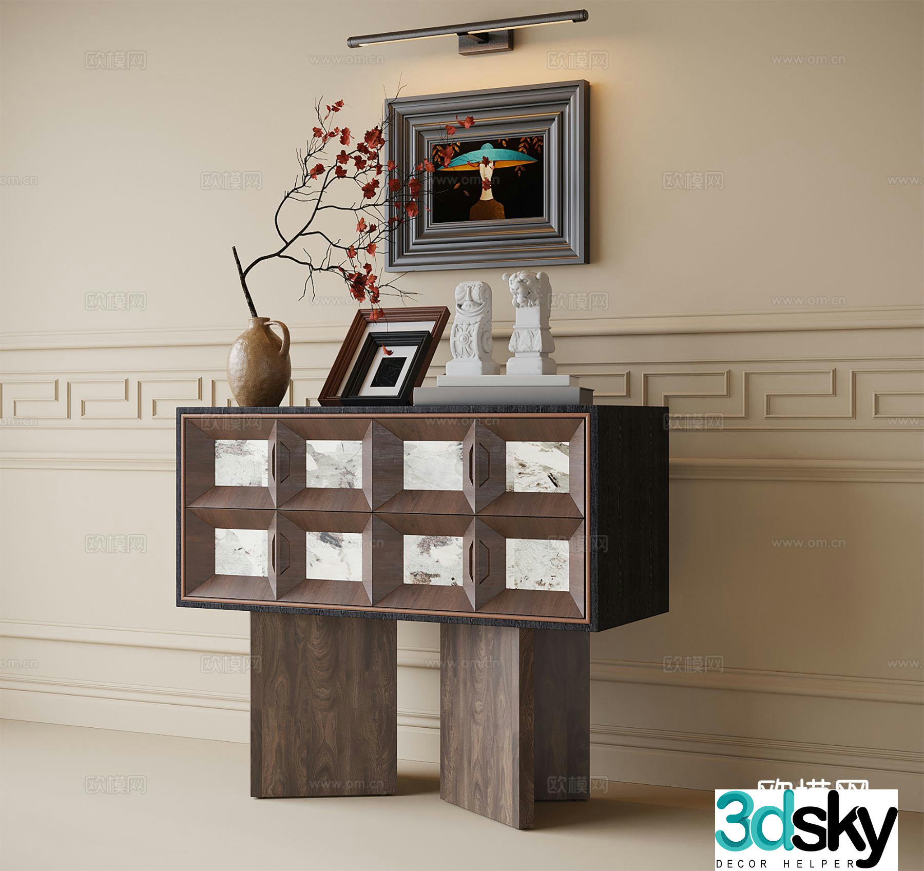 Medieval style entrance cabinet 3D model