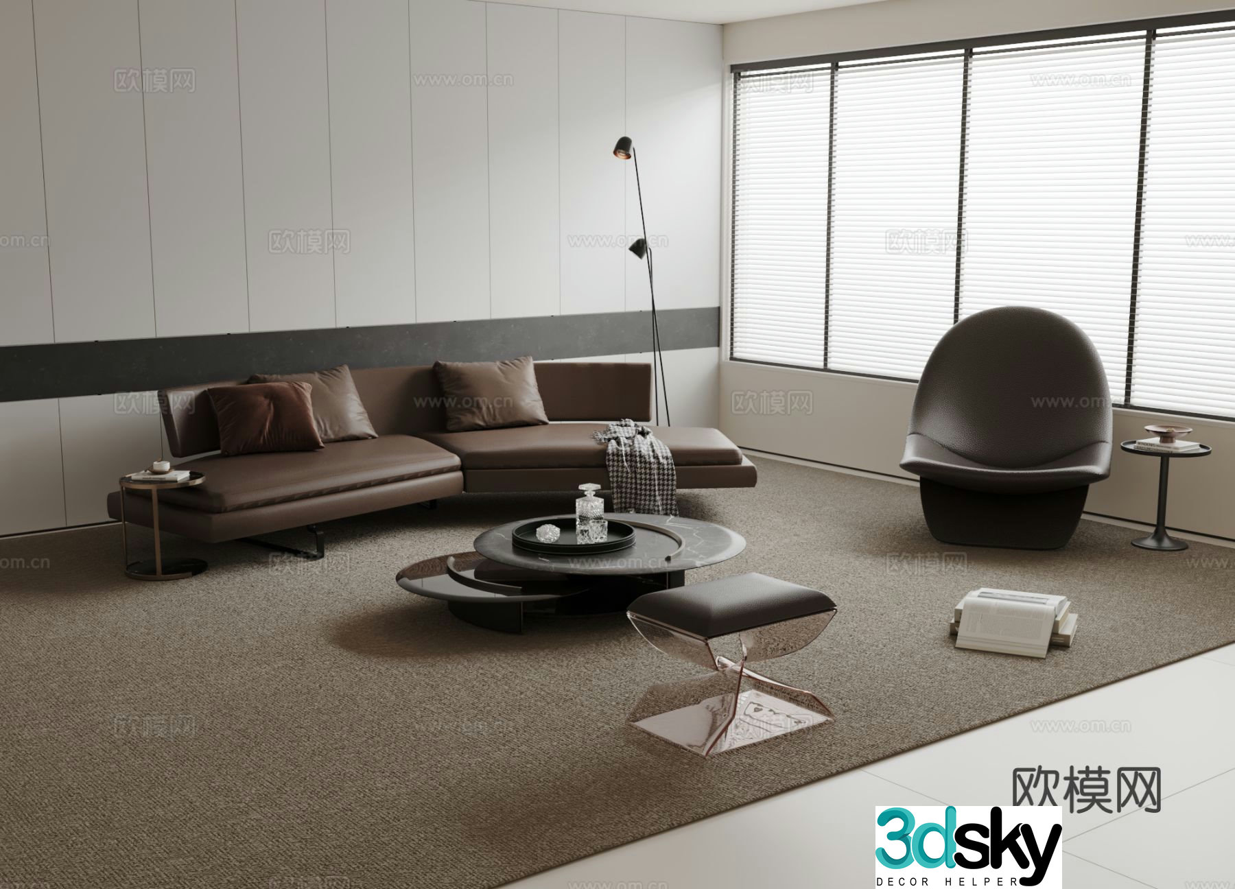 Italian sofa modular sofa 3d model
