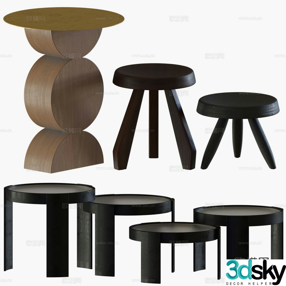 Round table side table angle table 3D model