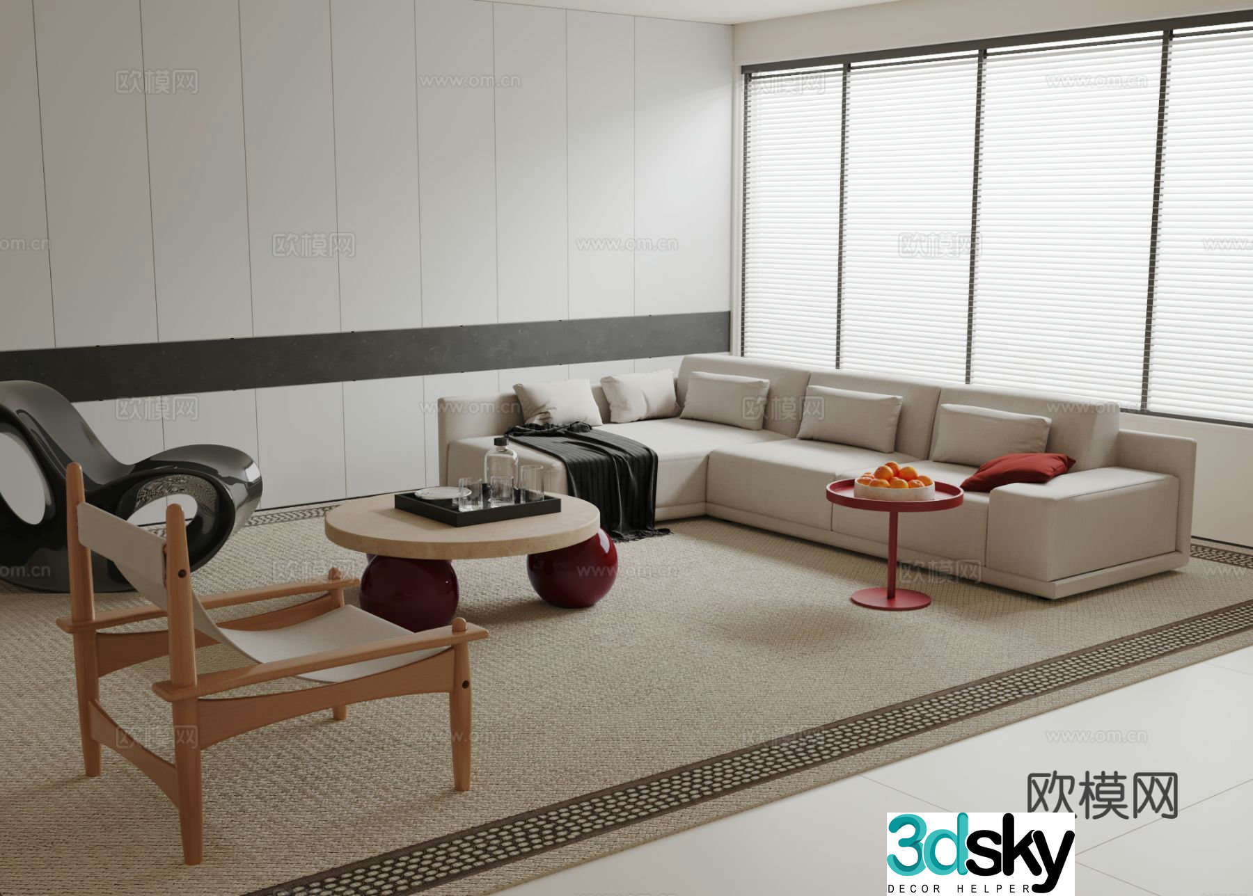 Modern corner sofa modular sofa 3d model