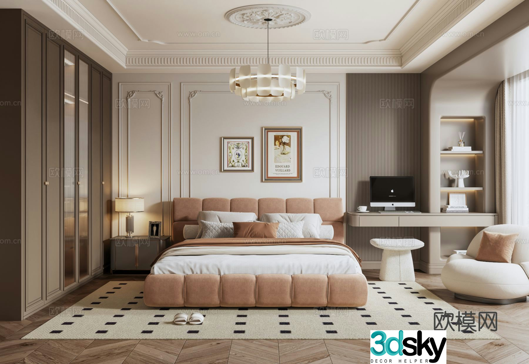 French retro bedroom master bedroom 3d model