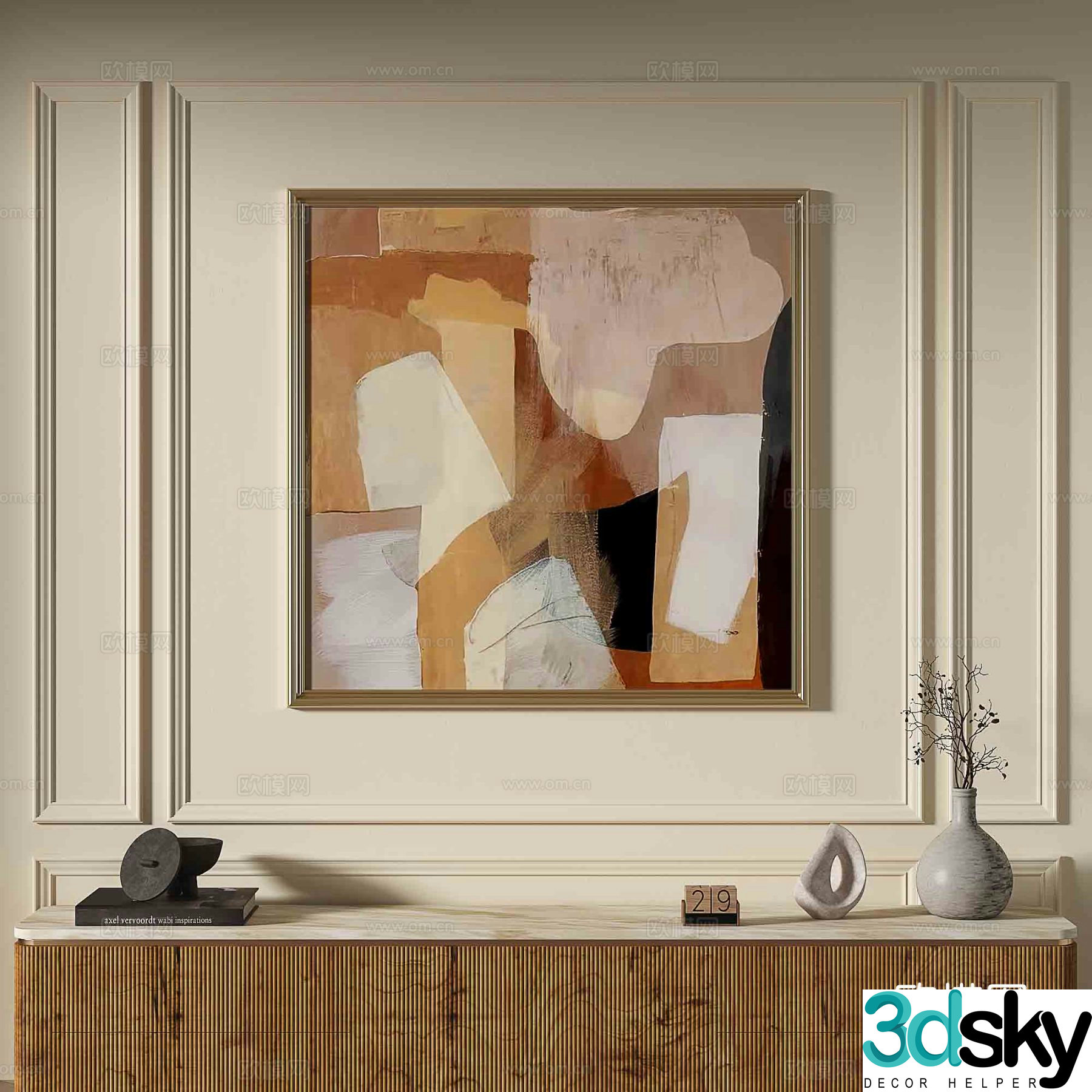 French abstract painting decorative painting 3d model
