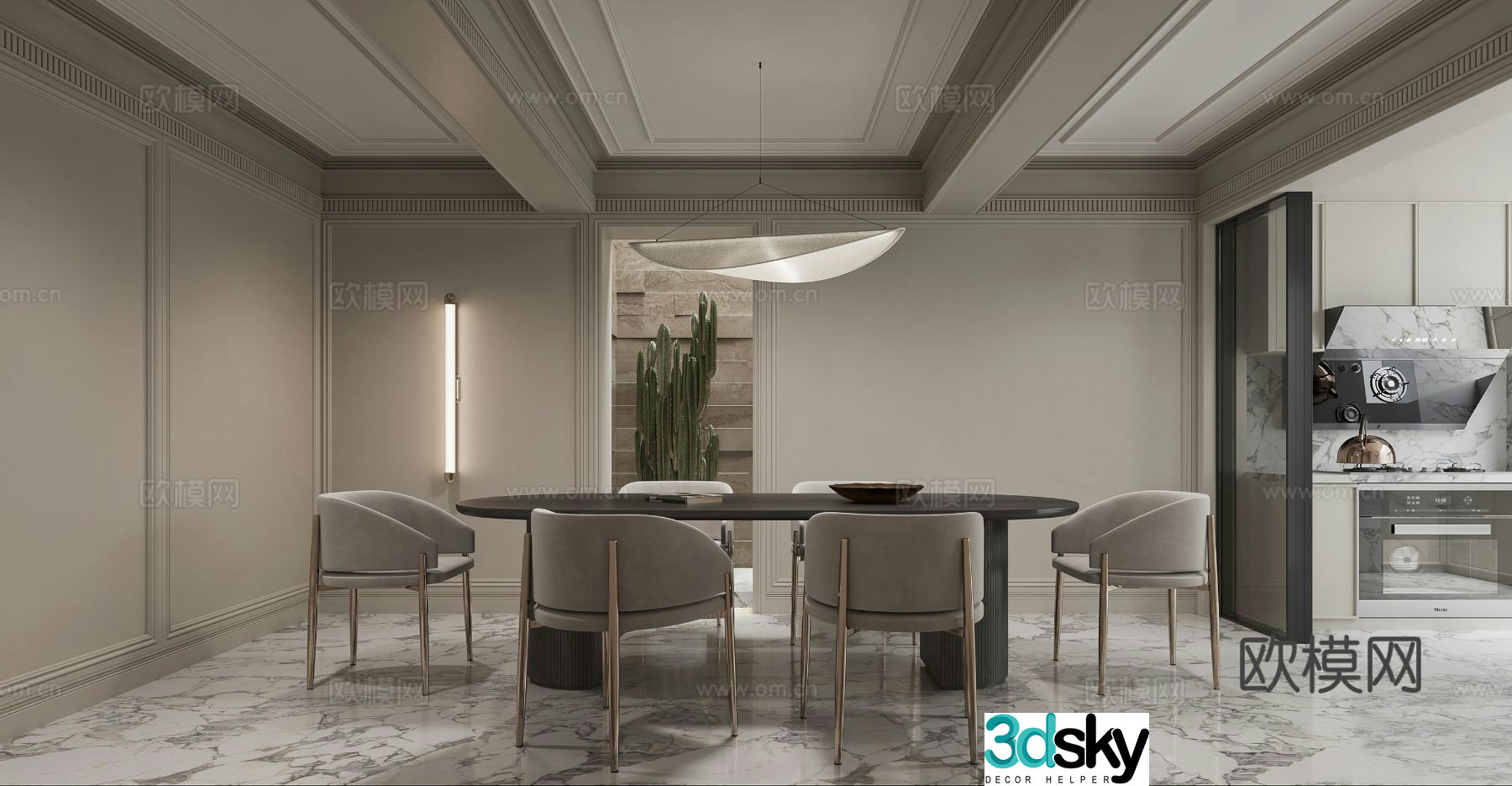 French restaurant audio-visual room 3d model