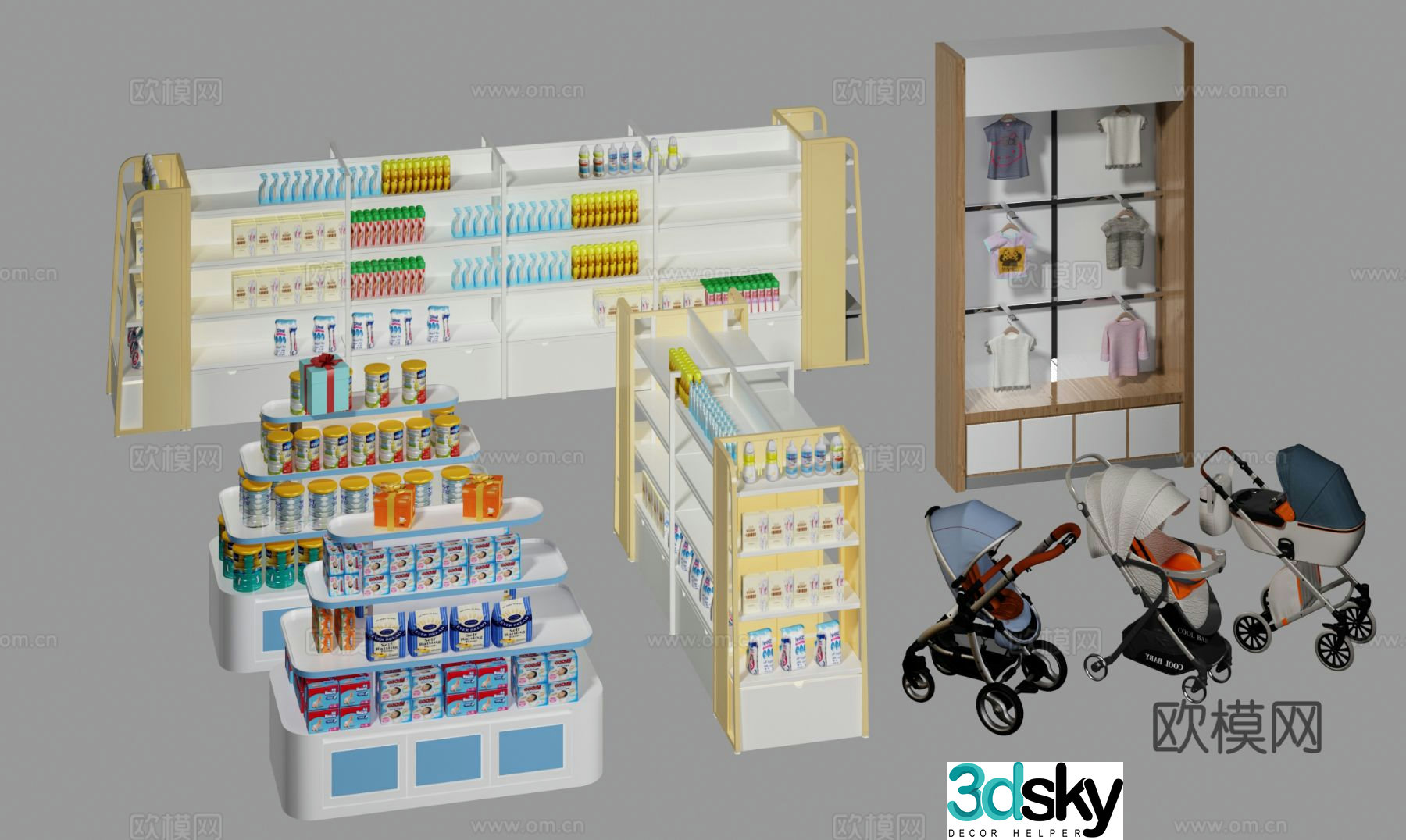 Modern maternal and infant product shelves maternal and infant products display shelves 3D model