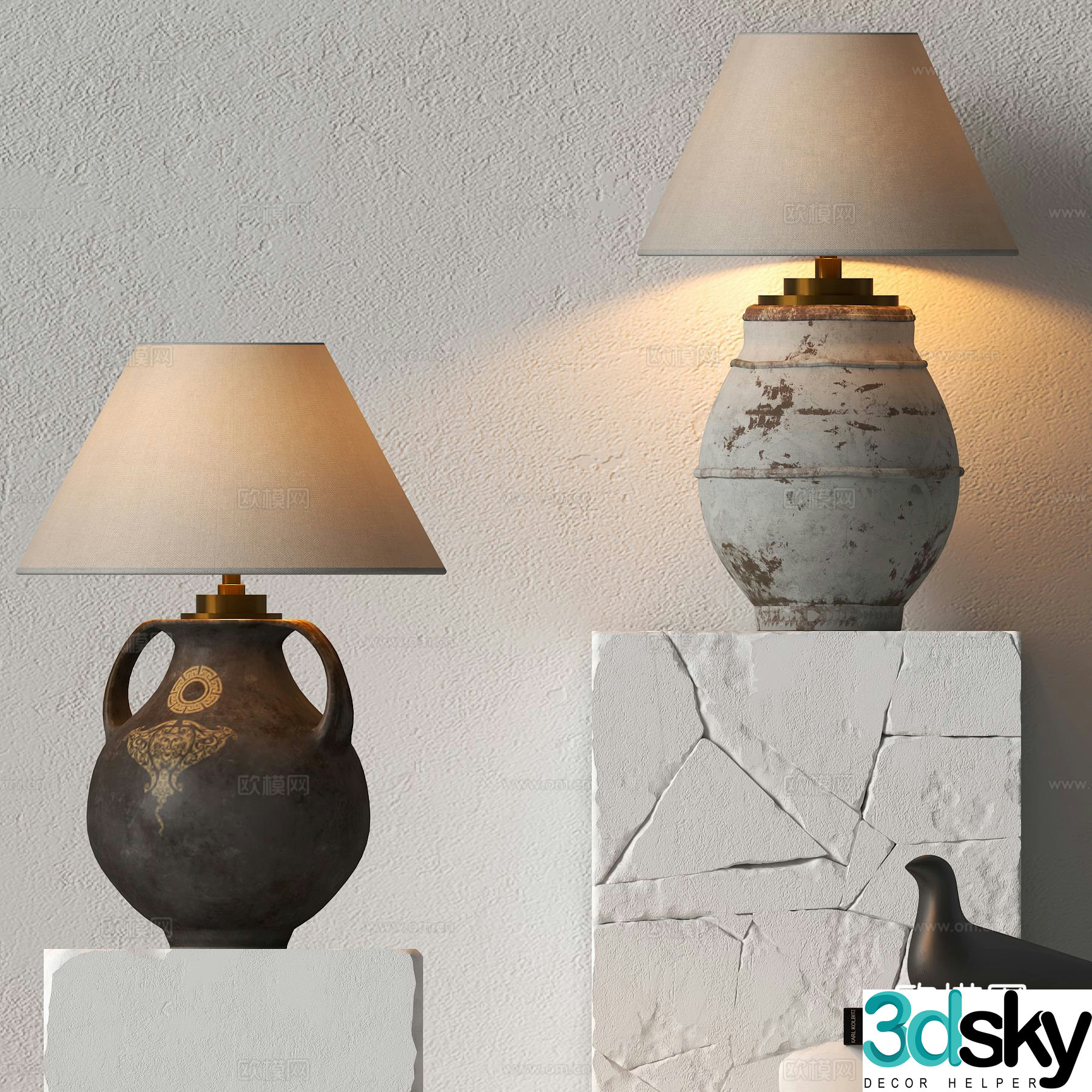 Wabi-sabi desk lamp 3d model