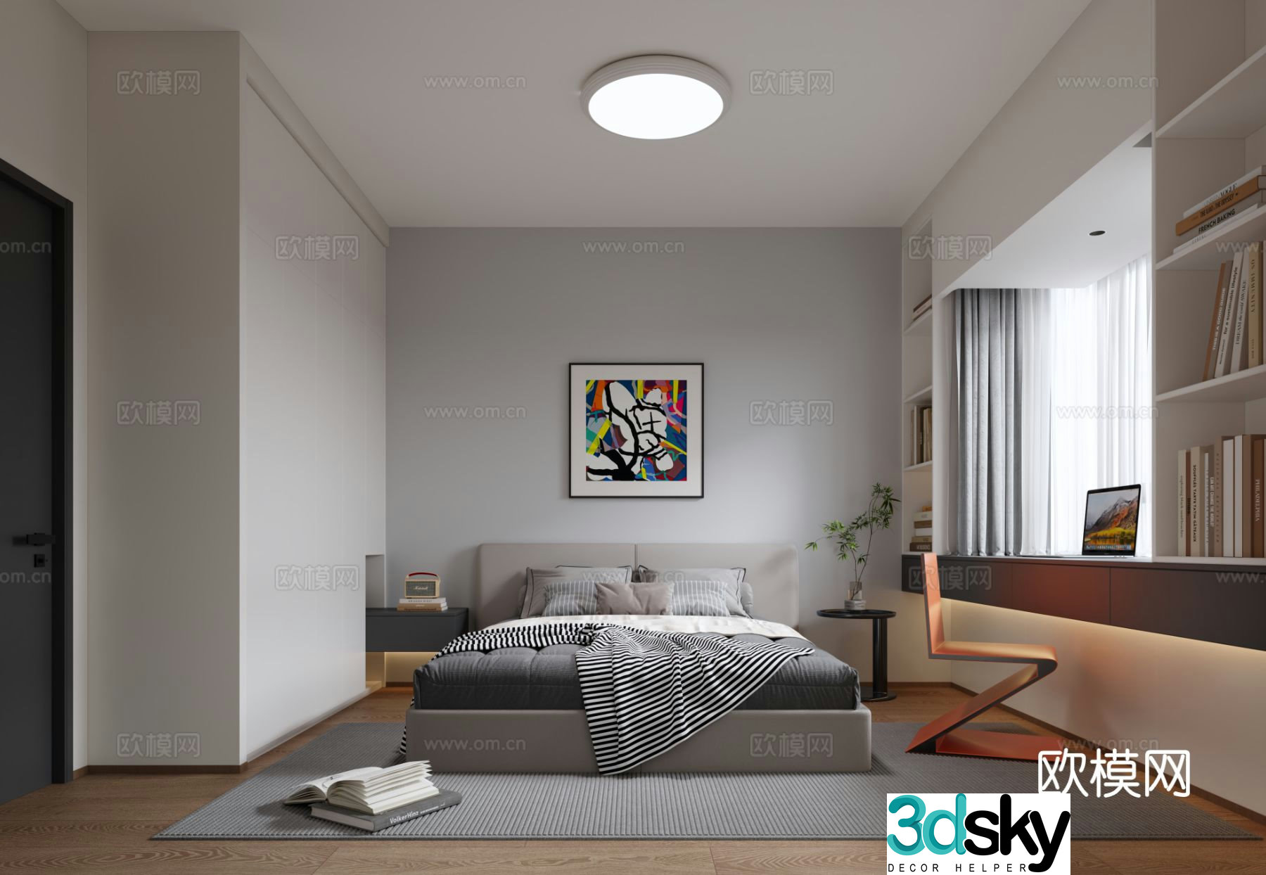 Modern bedroom second bedroom 3d model