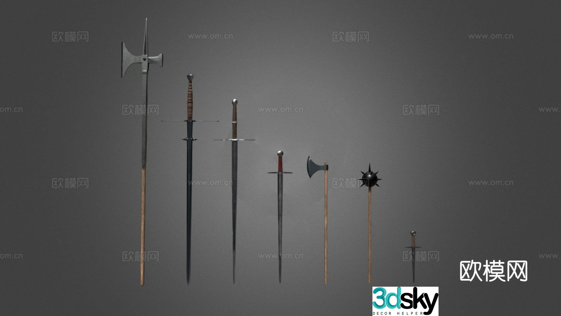 Medieval weapon pack props 3d model