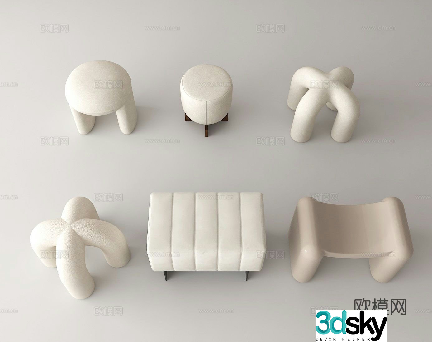 Stool shoe changing stool sofa stool special-shaped stool low stool 3D model