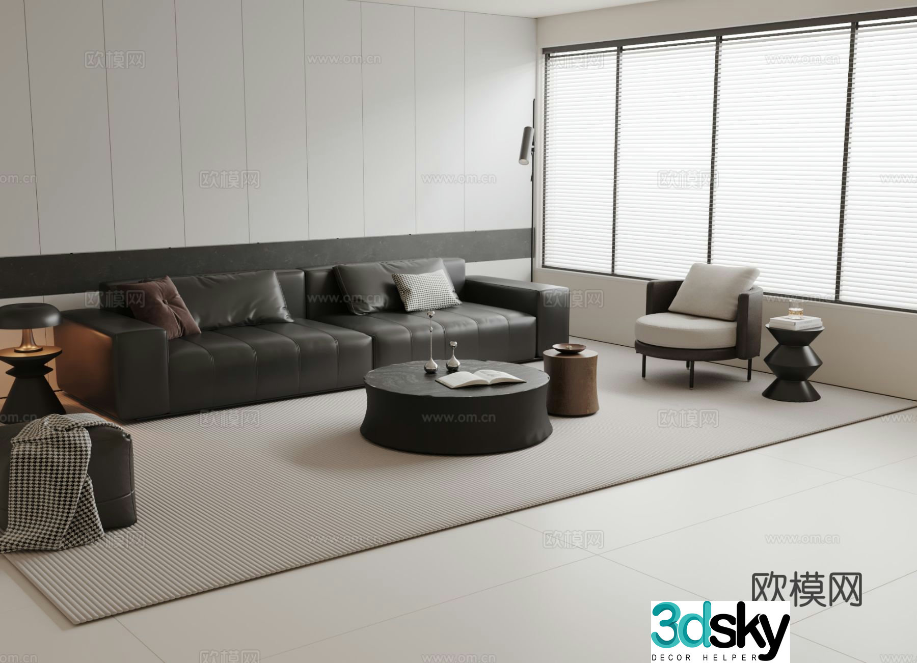 Italian double sofa modular sofa 3d model
