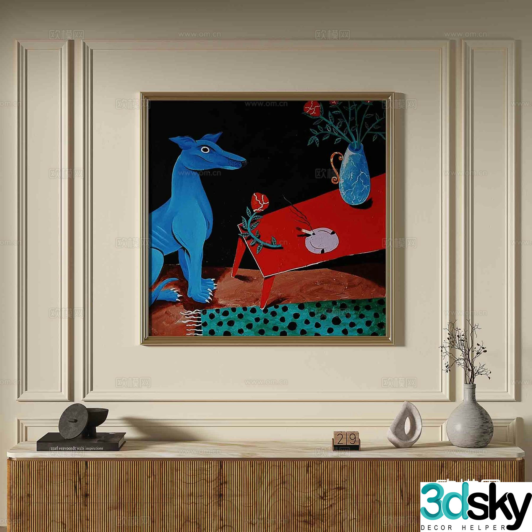 French abstract painting decorative painting 3d model