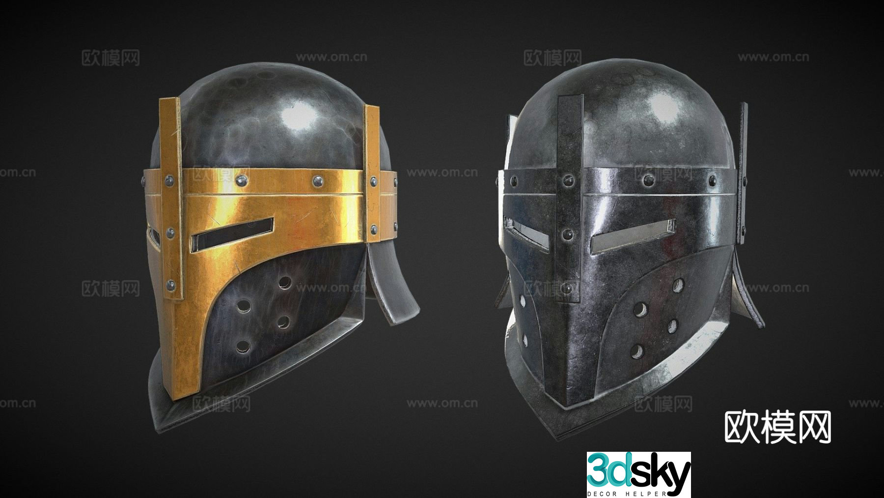 Medieval knight helmet 3d model