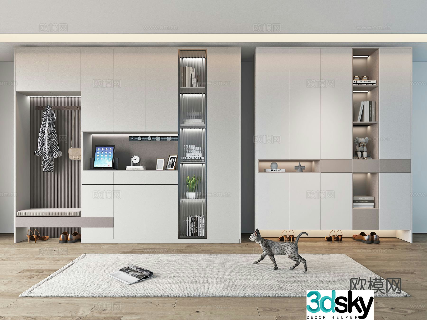 Modern partition shoe cabinet entrance shoe cabinet 3D model