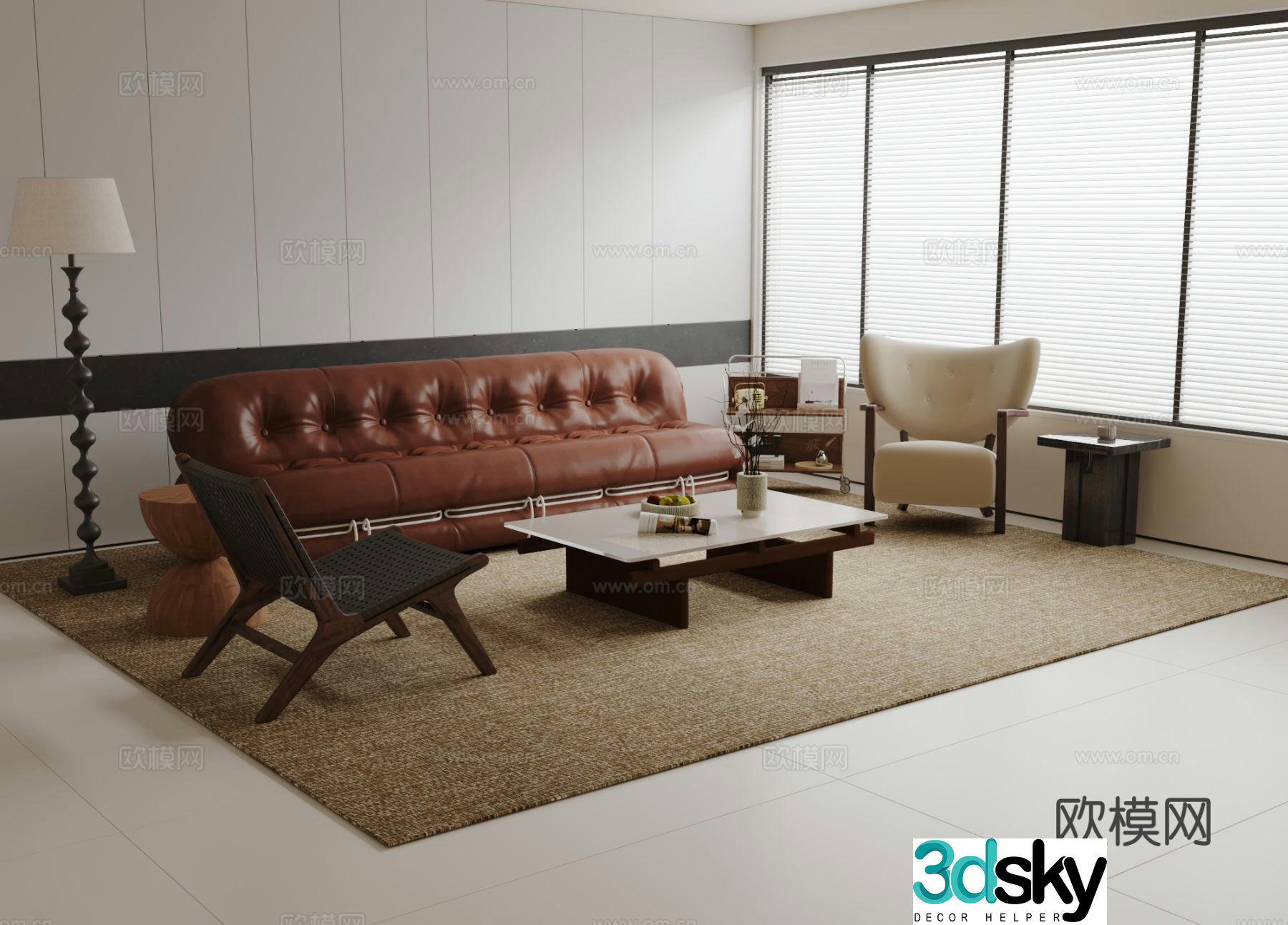 Medieval style leather sofa modular sofa 3d model
