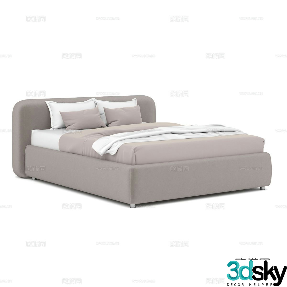 Modern minimalist double bed 3d model