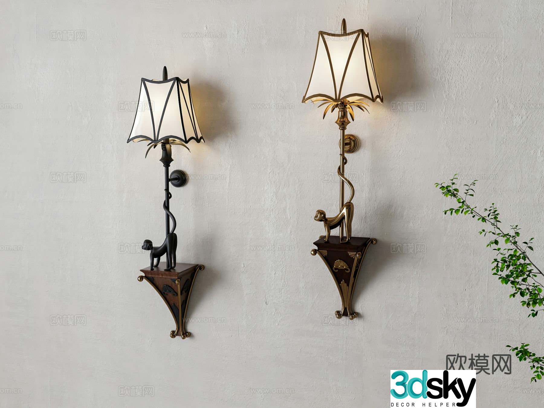 American wall lamp 3d model