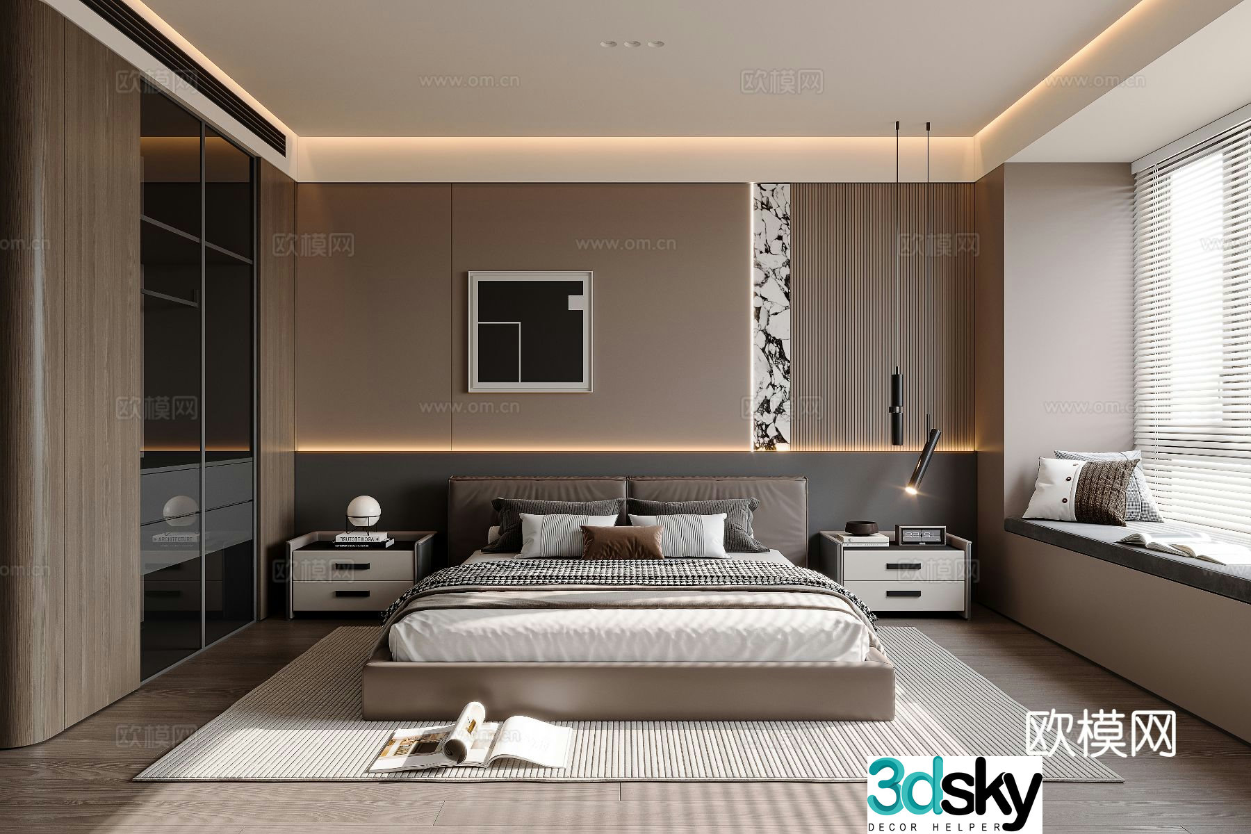 Italian style bedroom master bedroom 3d model