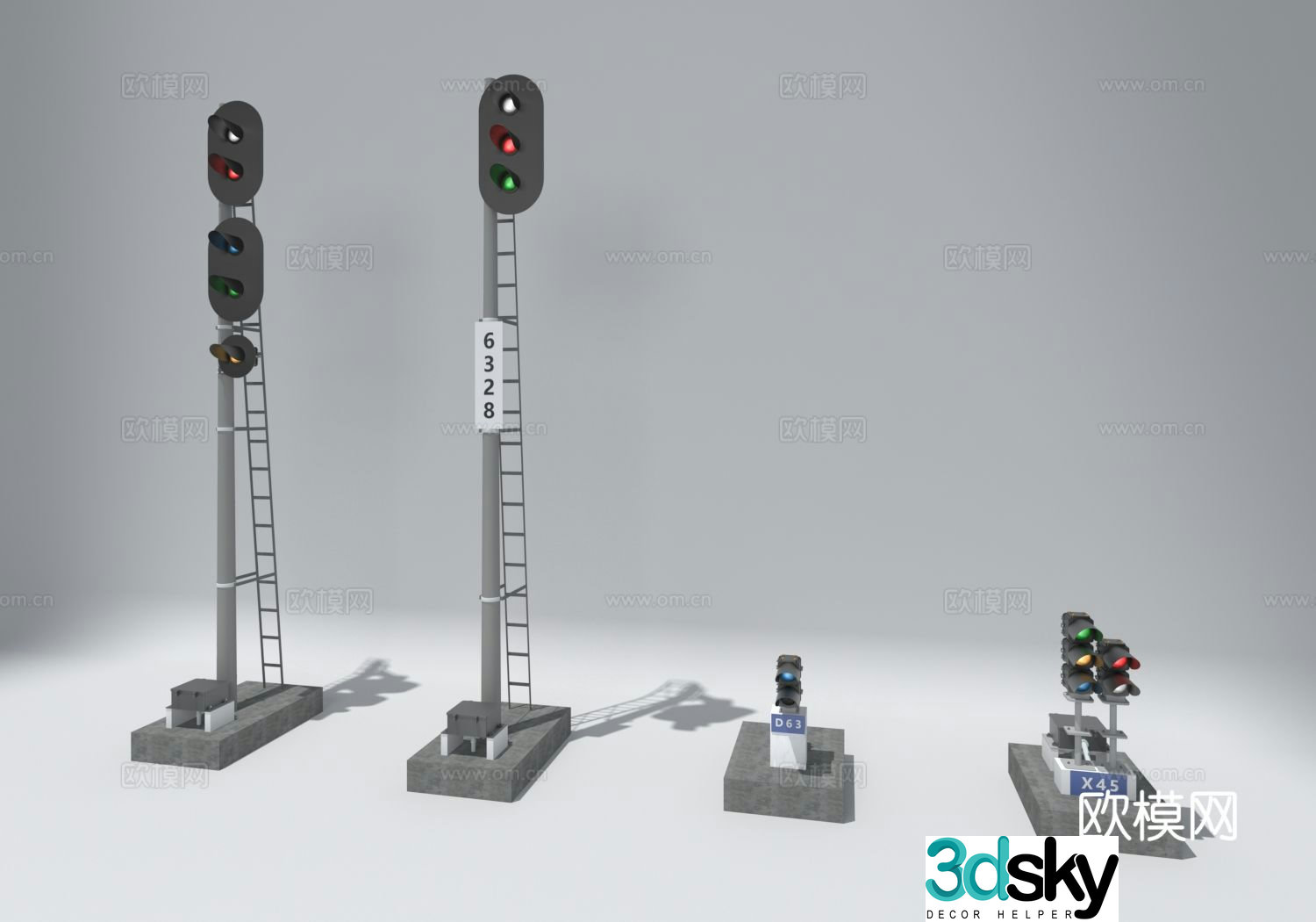 Railway signal light 3d model