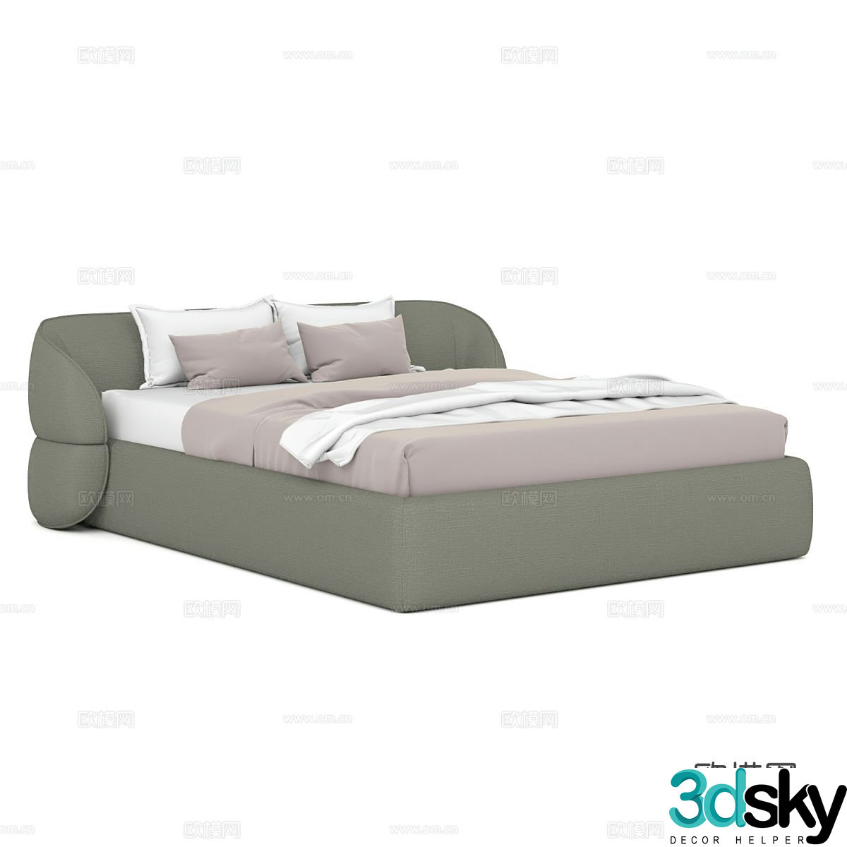 Modern minimalist double bed 3d model