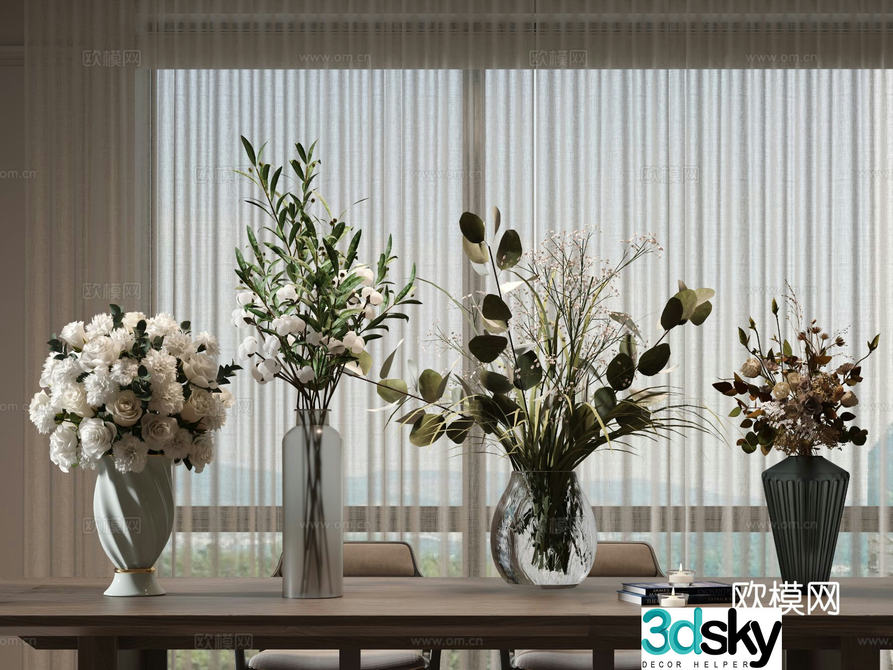 vase floral arrangement flower arrangement flowers 3d model