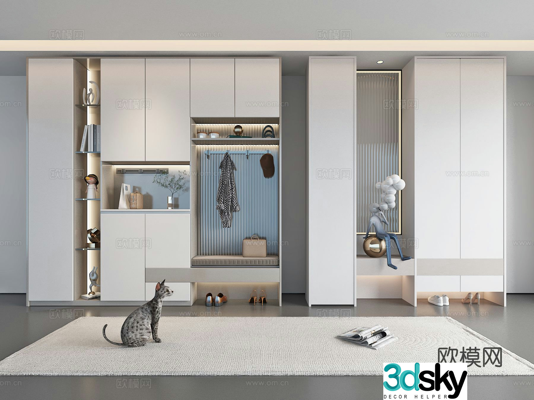 Modern partition shoe cabinet entrance shoe cabinet 3D model