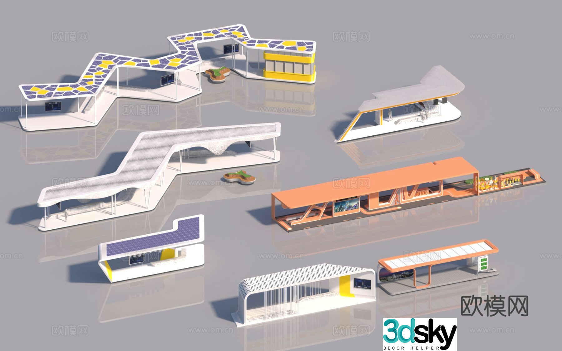 Modern corridor special-shaped corridor station parking spot 3D model