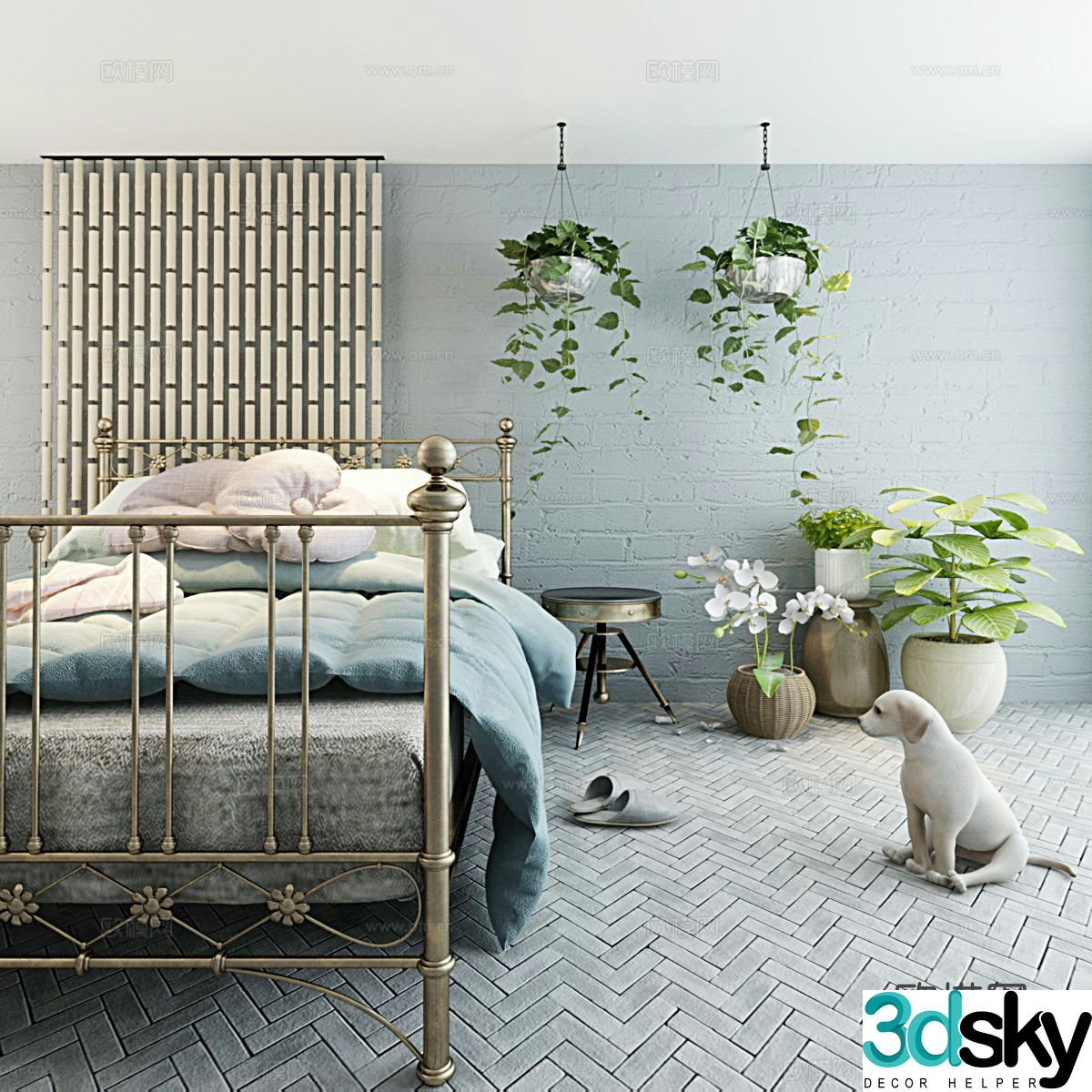 Nordic double bed 3d model